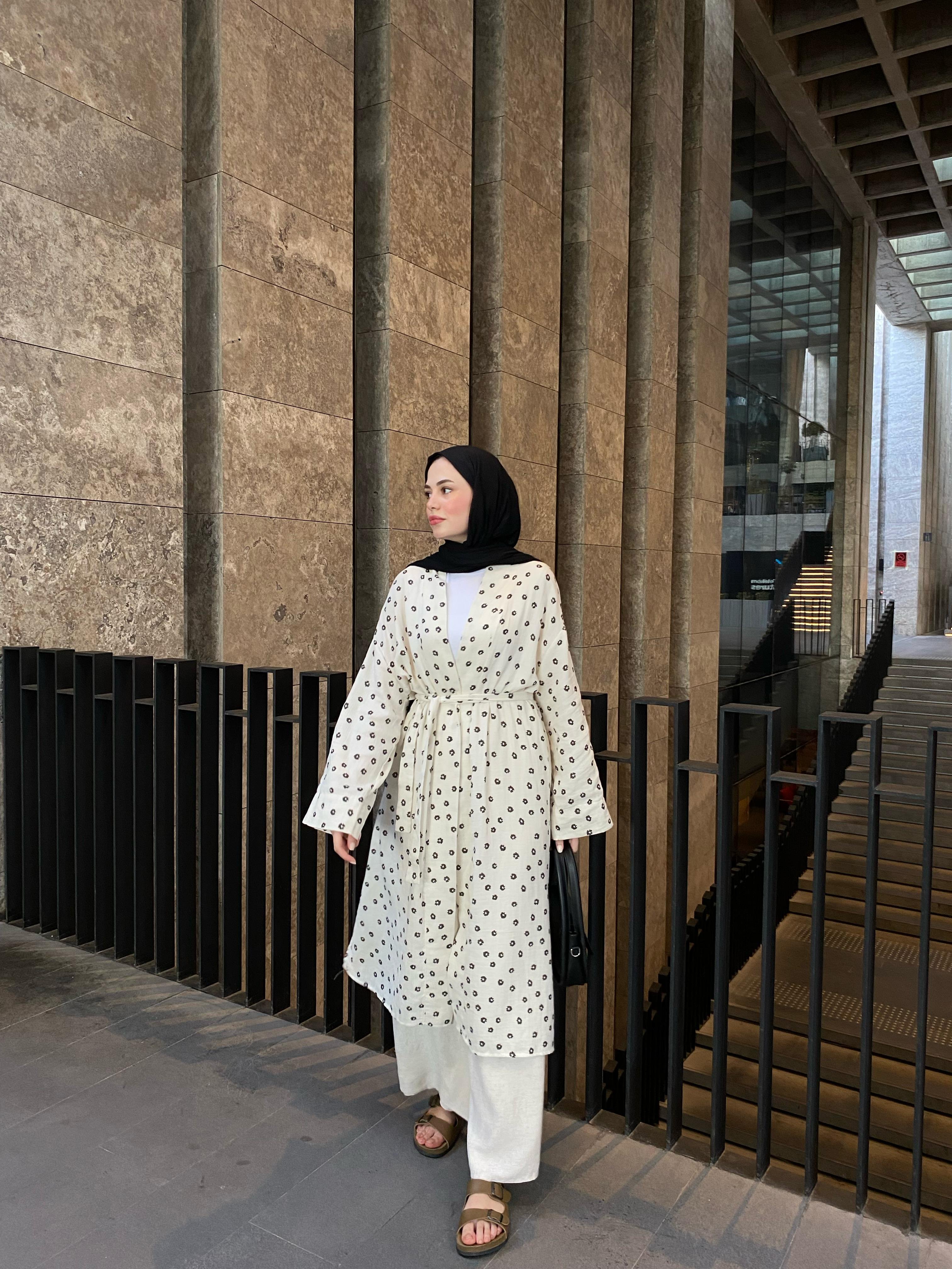 Çiçekli Müslin Kimono Takım