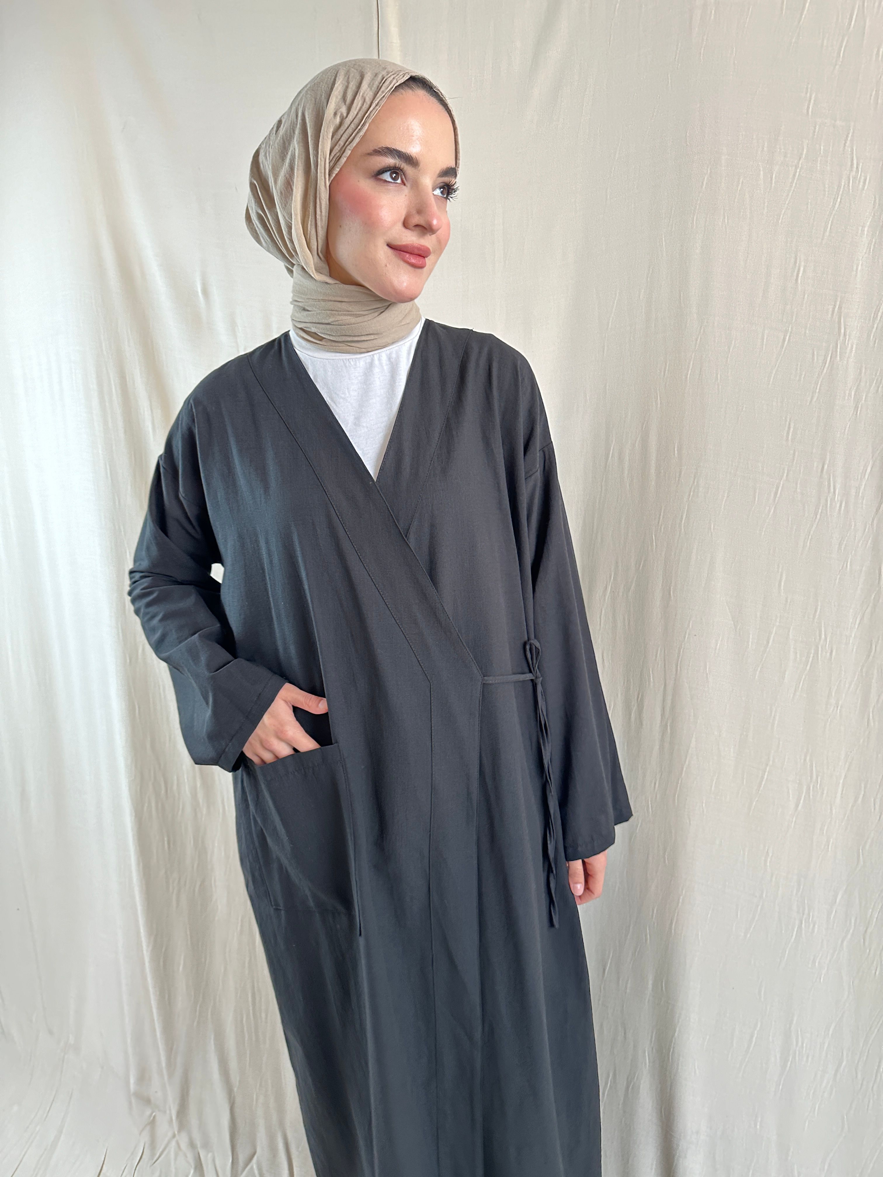 Siyah Keten Kaftan