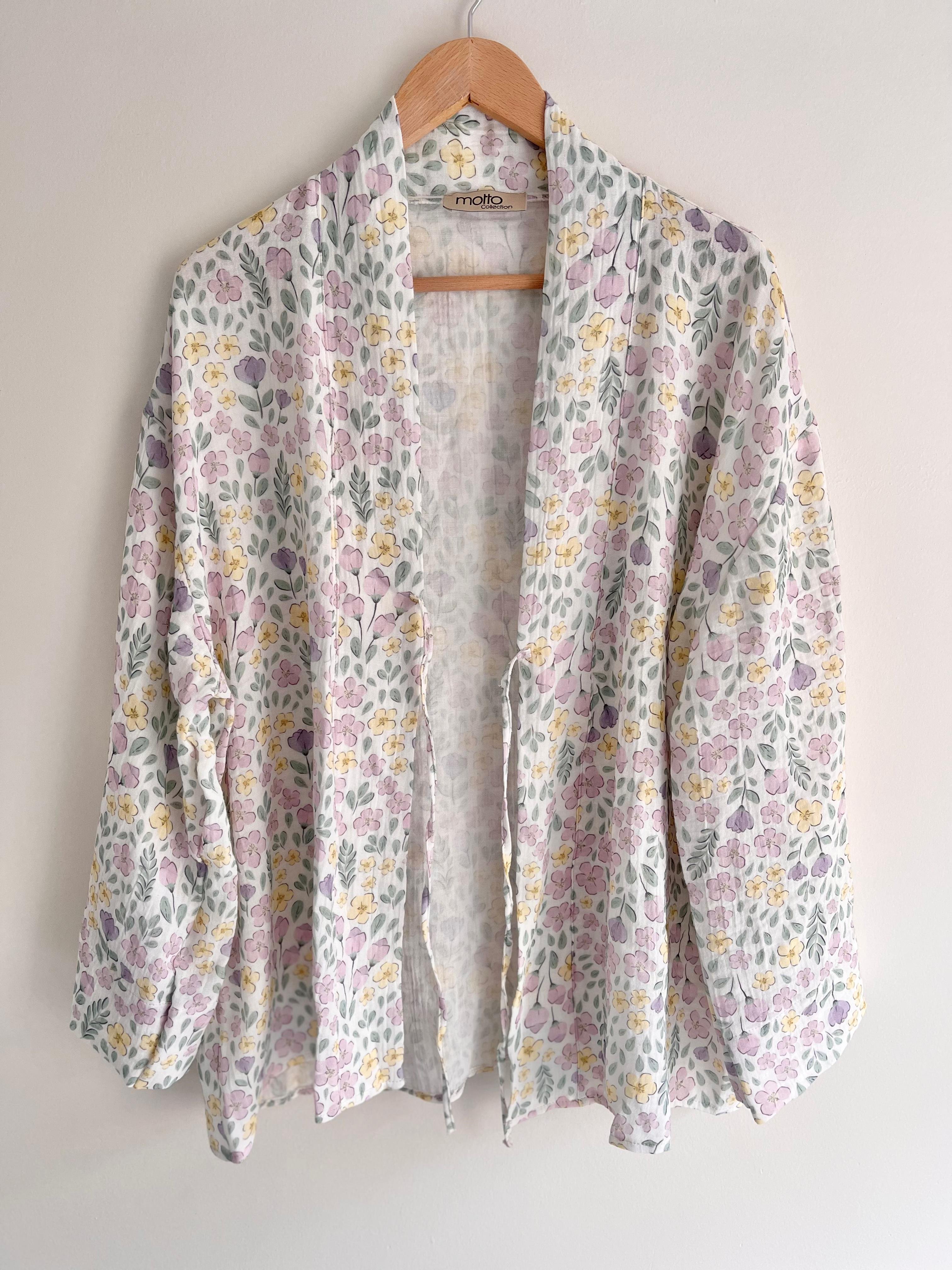 Leylak müslin kimono
