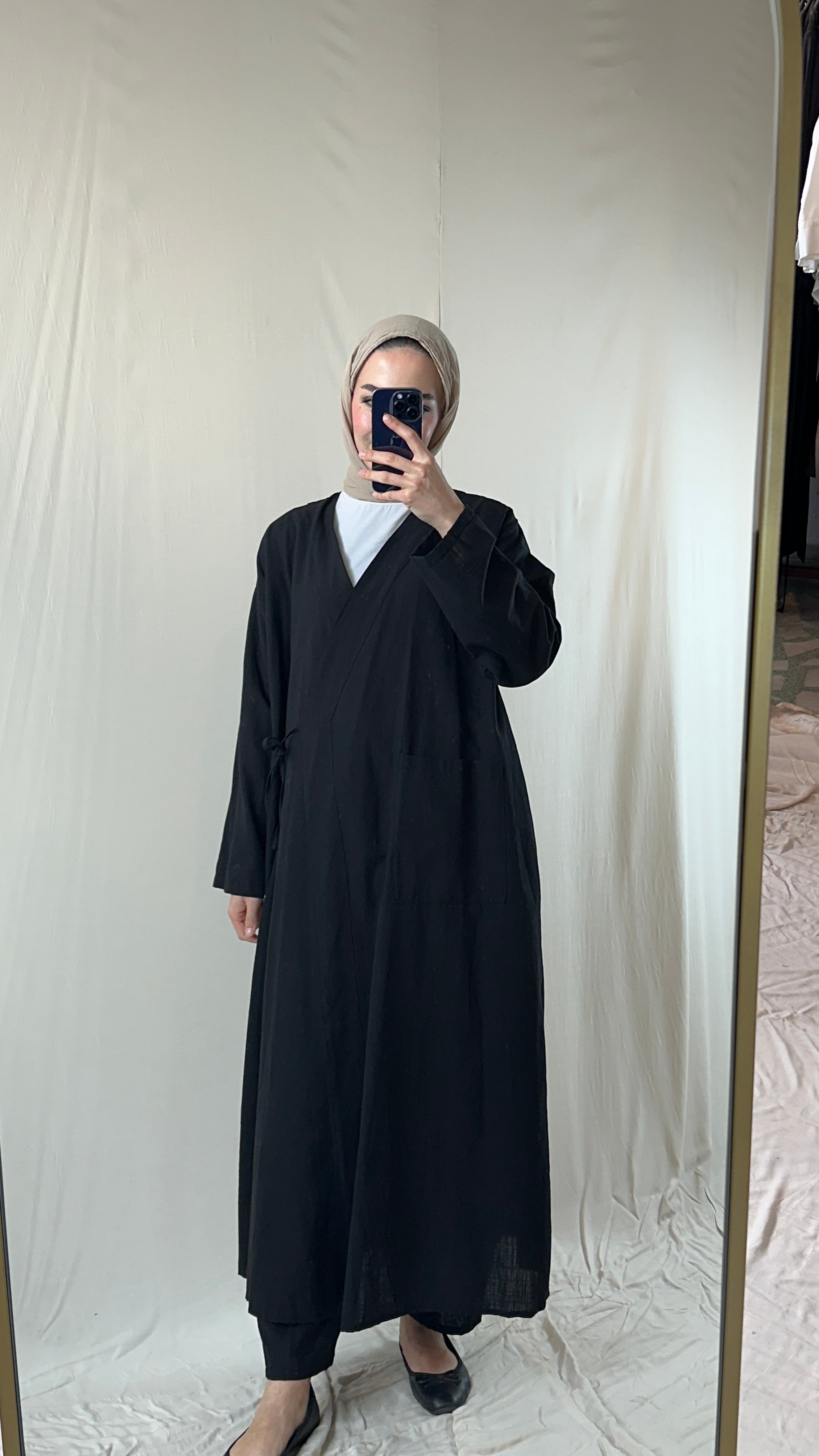 Siyah Keten Kaftan