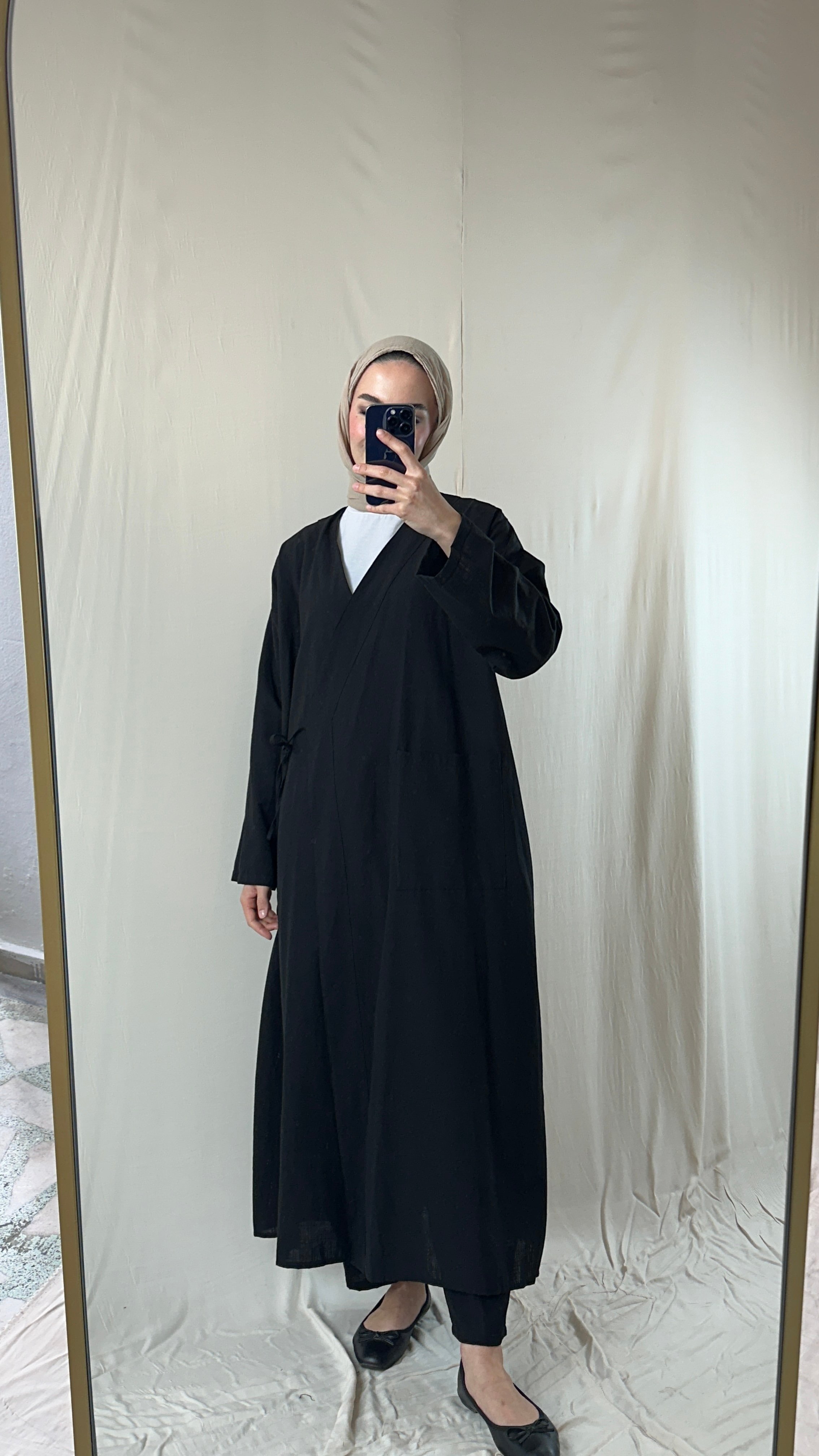 Siyah Keten Kaftan