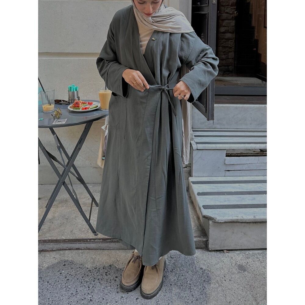 Gri Müslin Kaftan