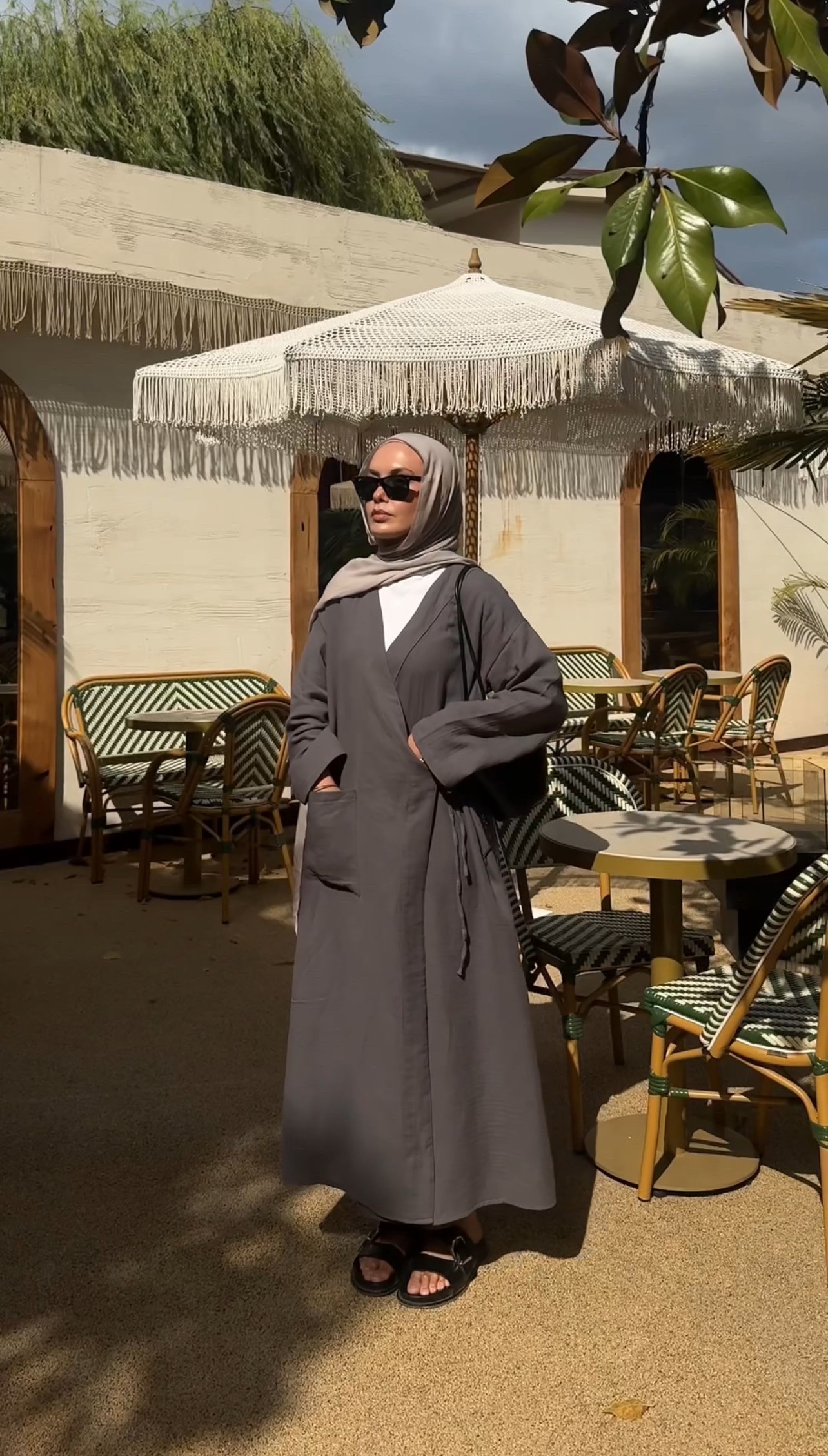 Gri Müslin Kaftan