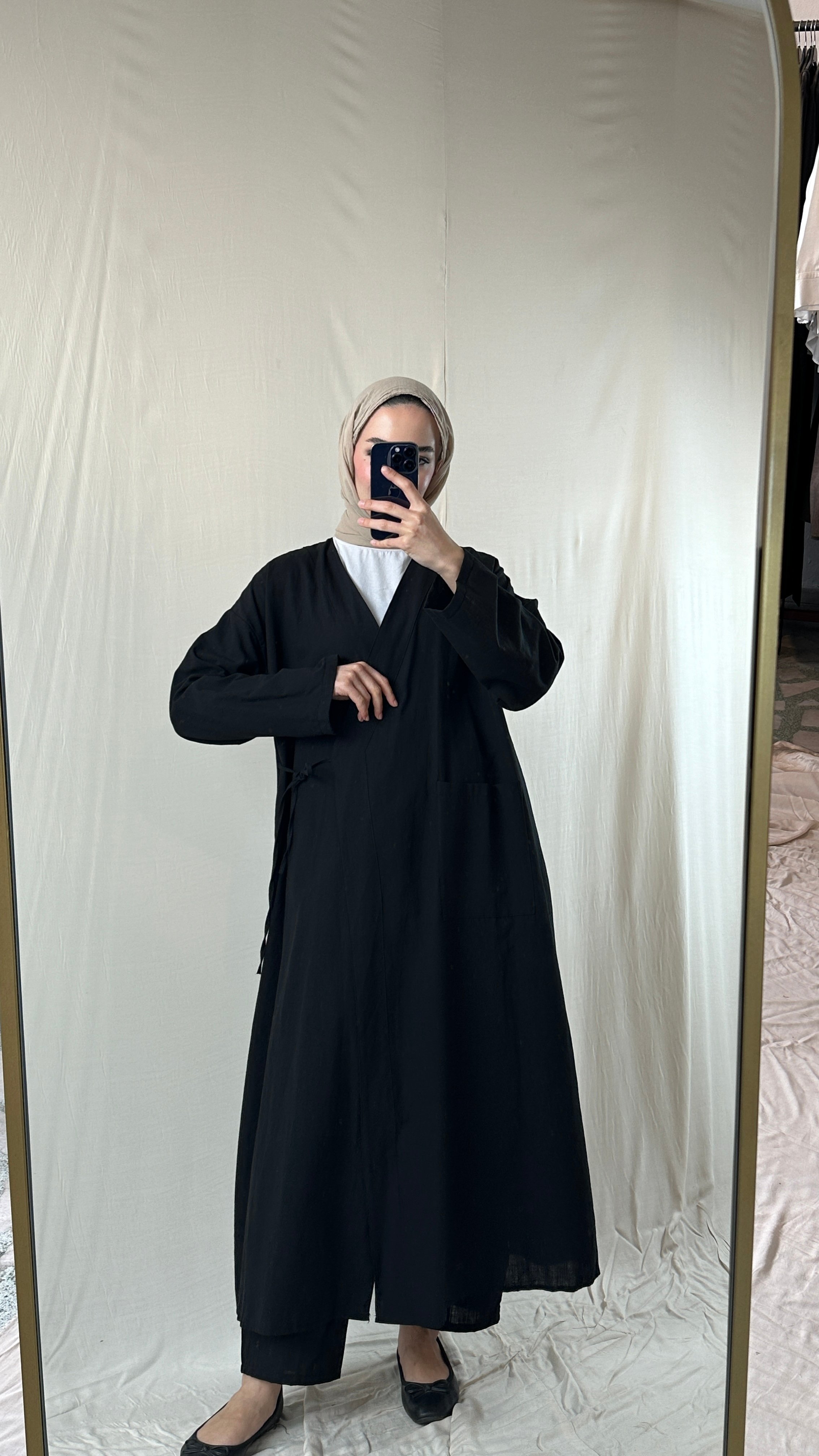 Siyah Keten Kaftan