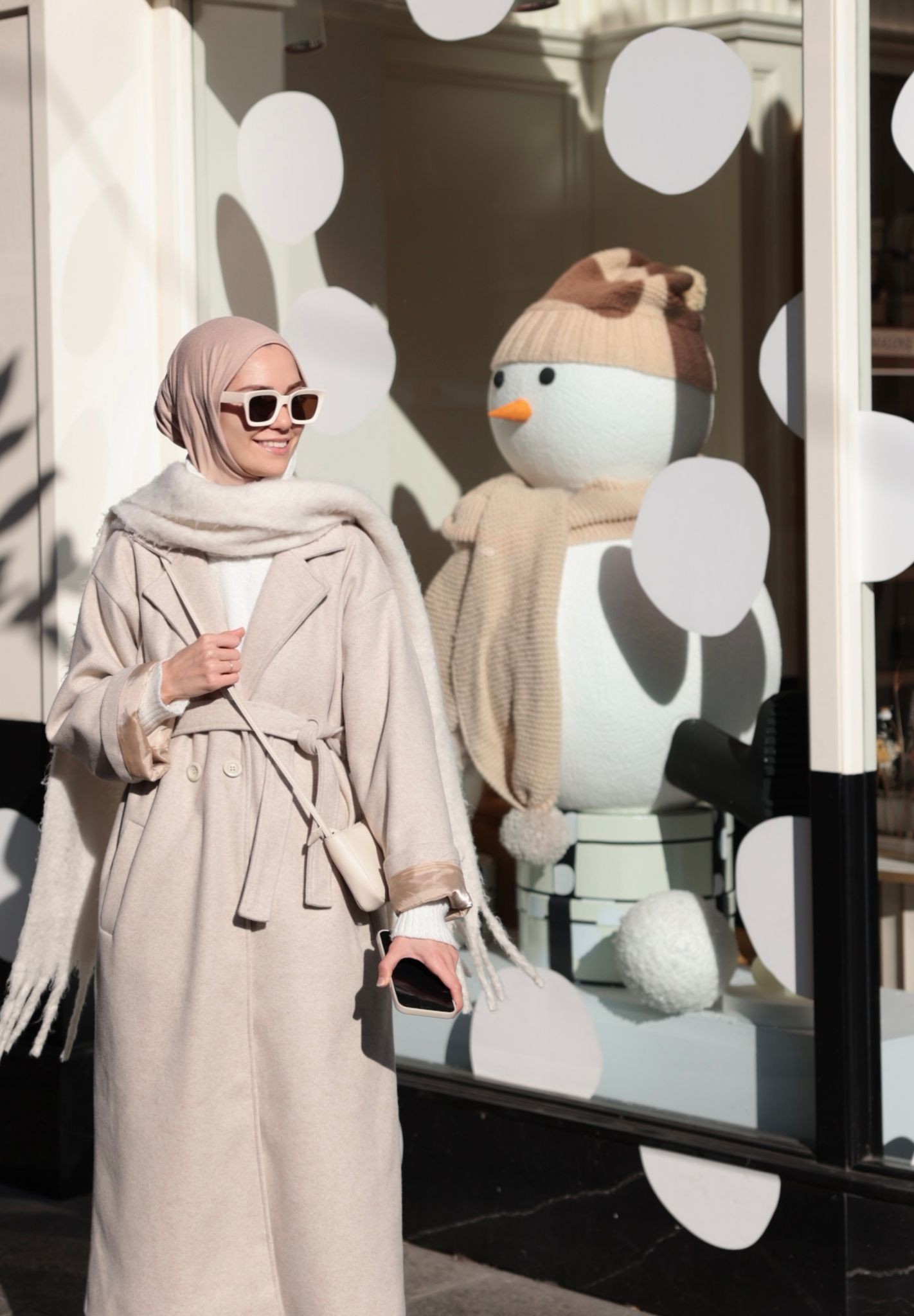 Bej Oversize Kaşe Kaban