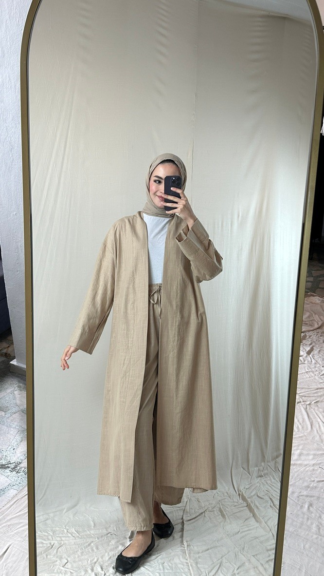 Bej Keten Kimono