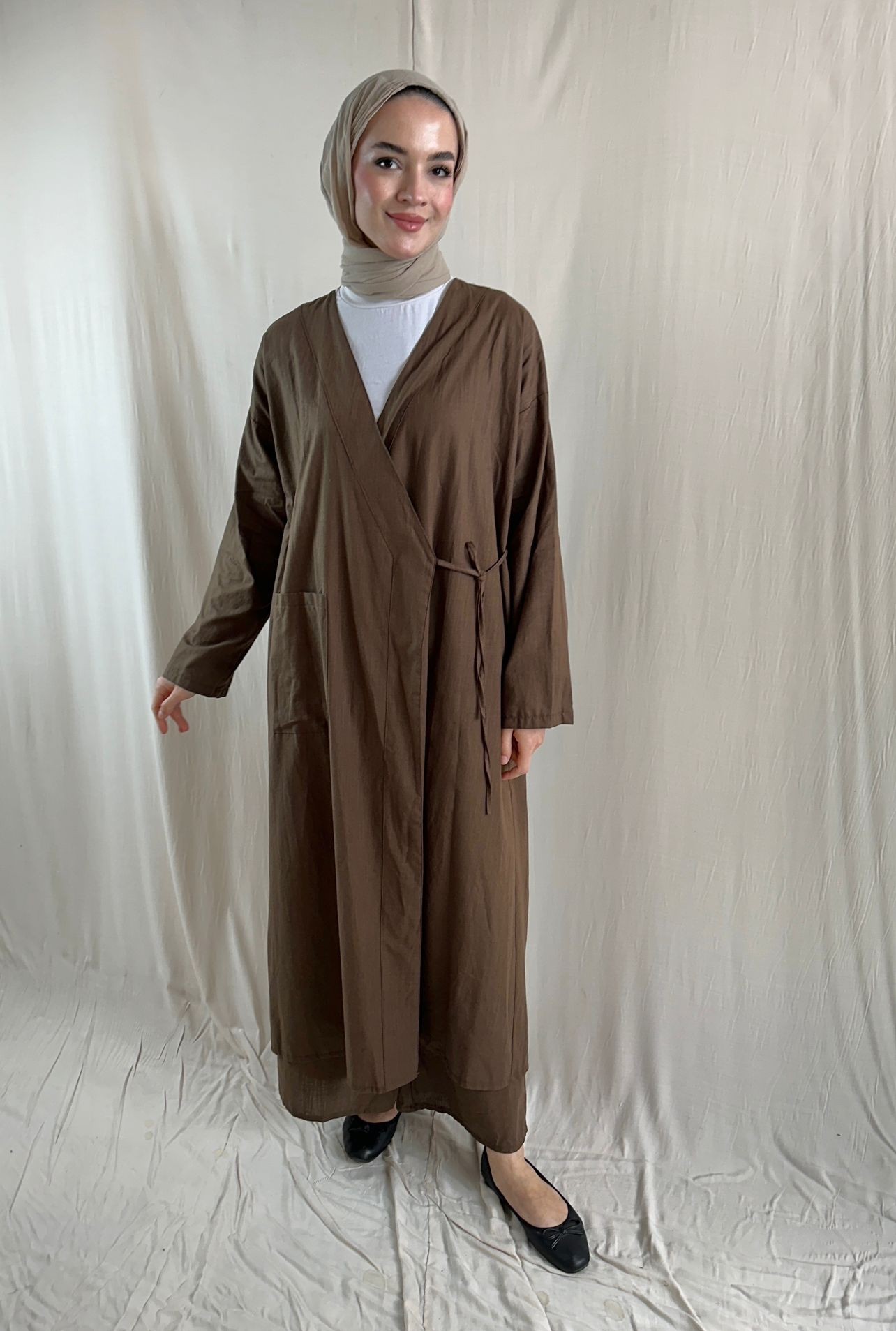 Kahve Keten Kaftan 
