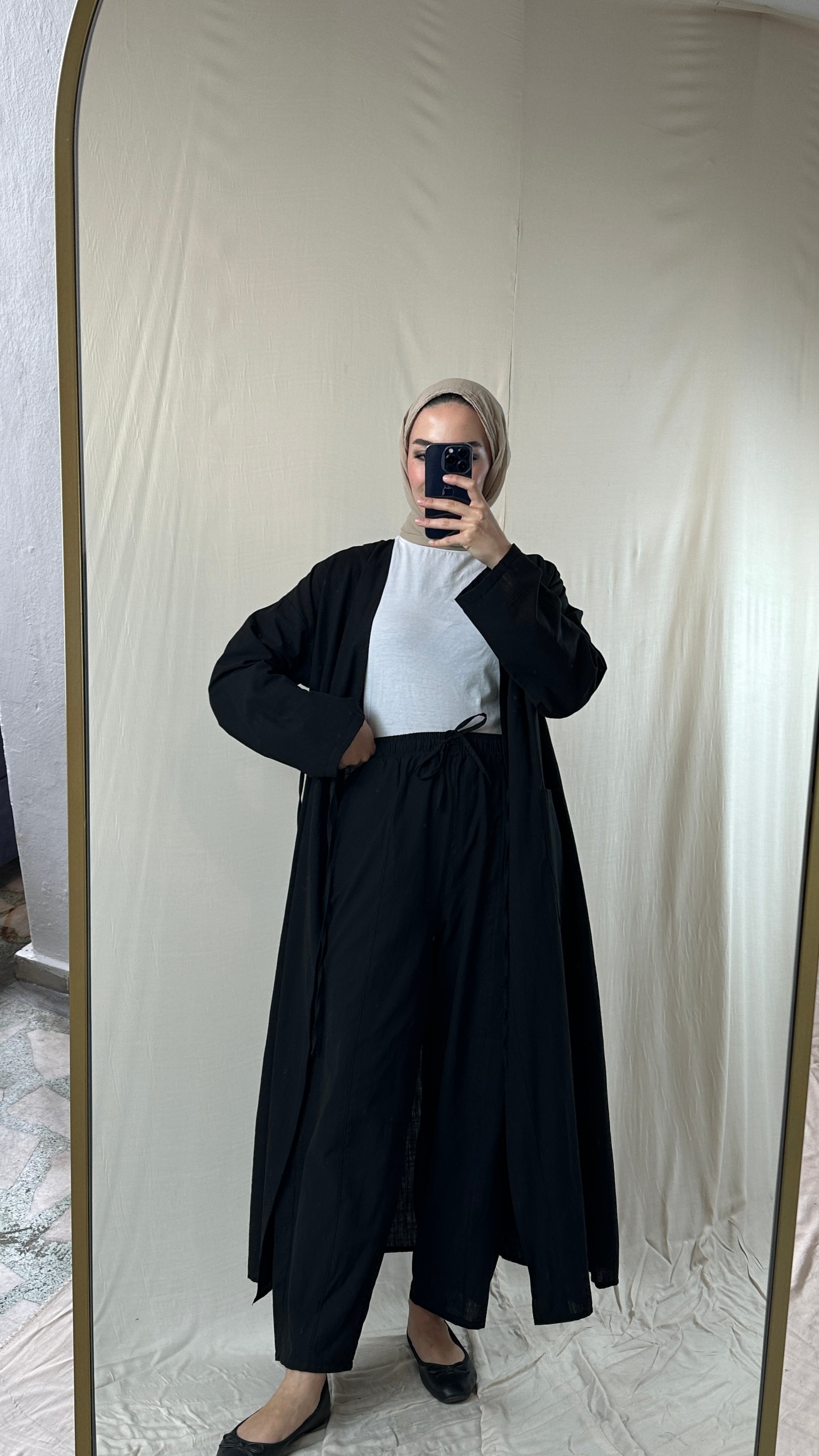 Siyah Keten Kaftan
