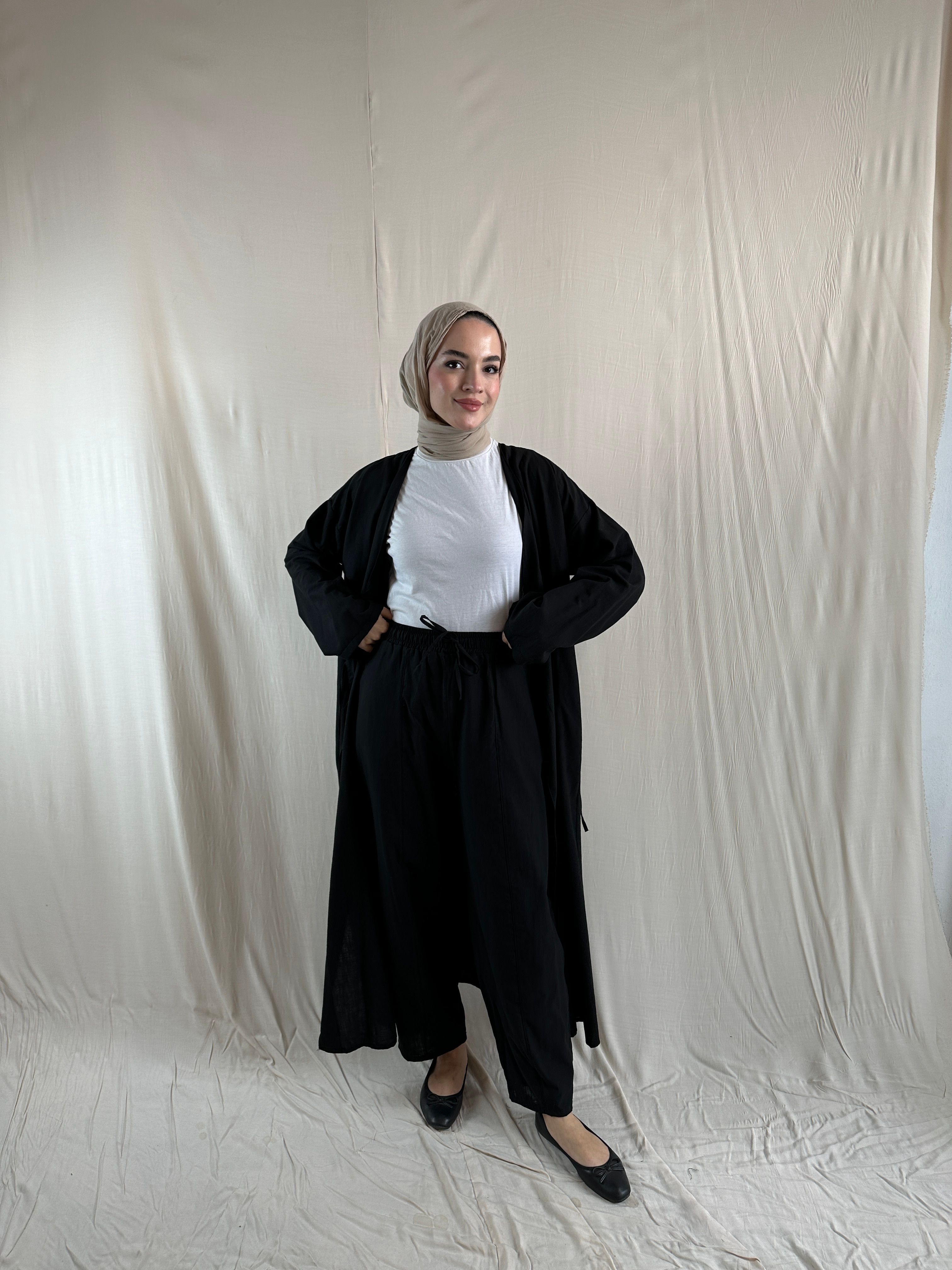 Siyah Keten Kaftan
