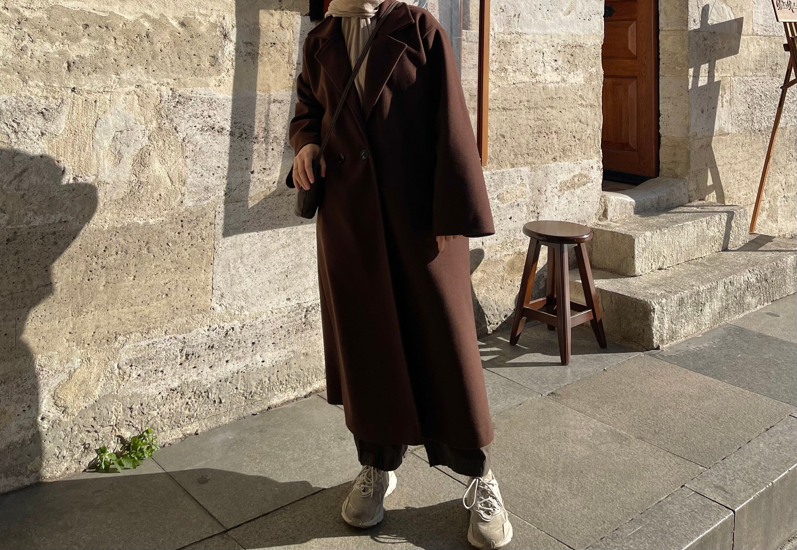 Acı kahve oversize kaban