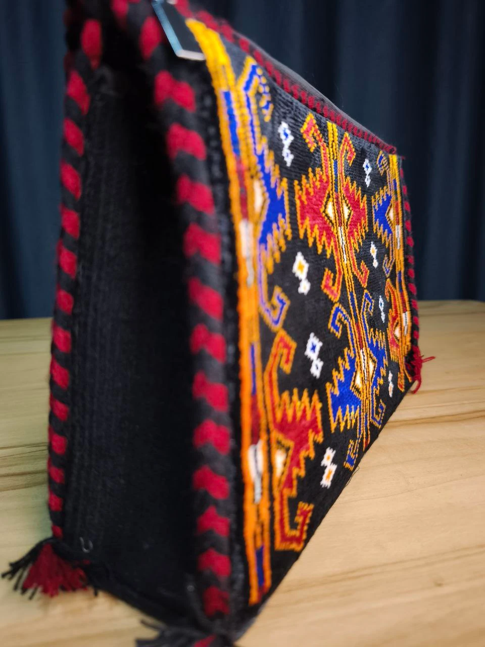 İpek Dokuma Türkmen Çitme Motifli Etnik Omuz Çantası