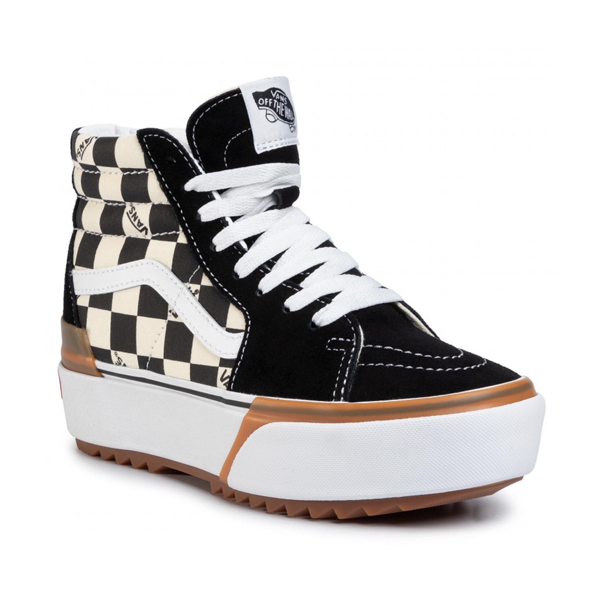 Kadın Espadril - Keten VN0A4BTWVLV1 VANS UA SK8-Hi Stacked (Checkerboard) multi-true white