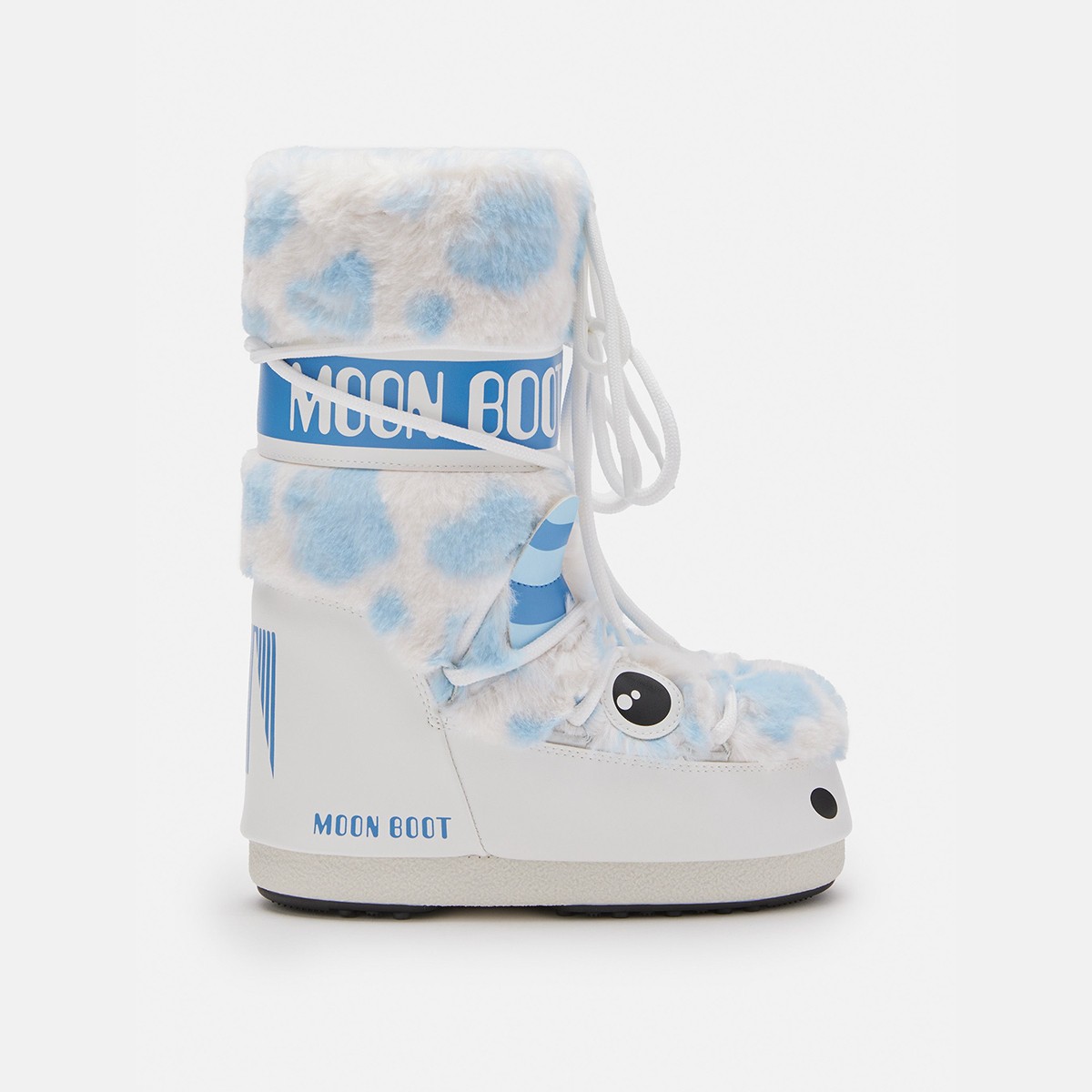 80D3400260-AF19 Moon Boot Icon Yeti Faux Fur White/Light Blue (27-34) - WHITE/LIGHT BLUE