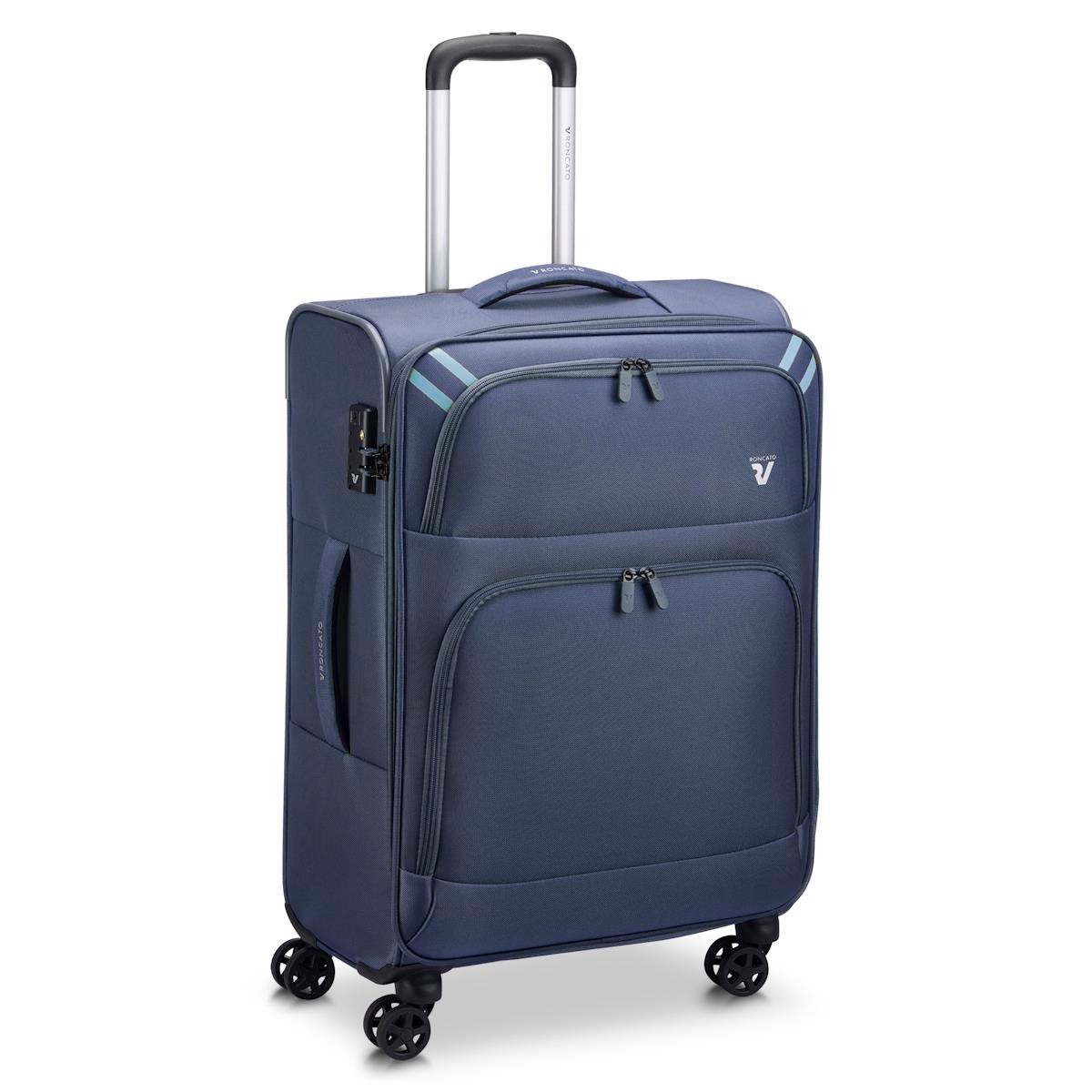 Unisex Valiz 41306223 Roncato Twin Trolley Medıo 4R Blu notte