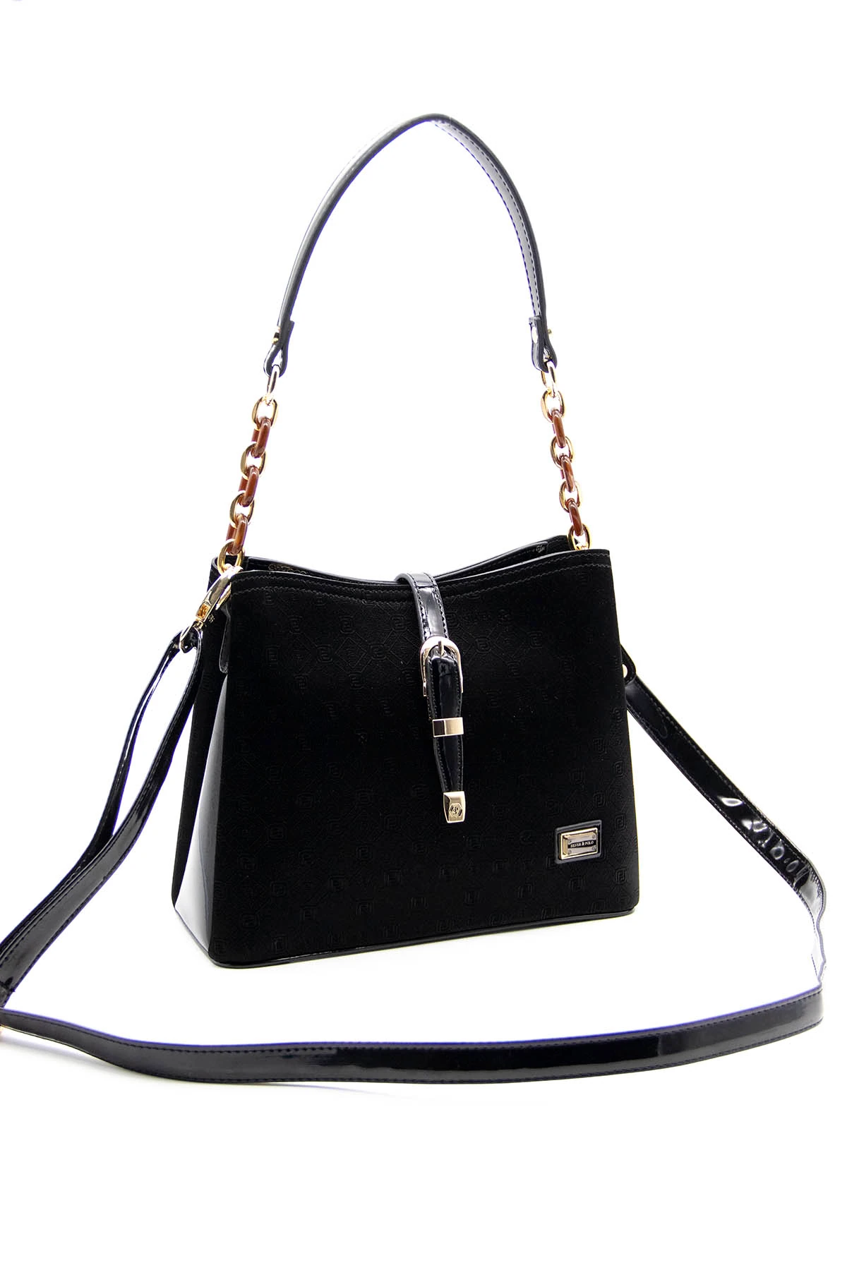 974-38491 SILVER POLO BAYAN ÇANTASI M158 SİYAH-RUGAN SİYAH