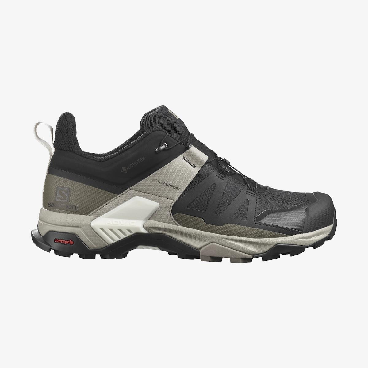 Erkek Outdoor L41288100 SALOMON X ULTRA 4 GTX Black-Vintage Kaki-Vanilla Ice