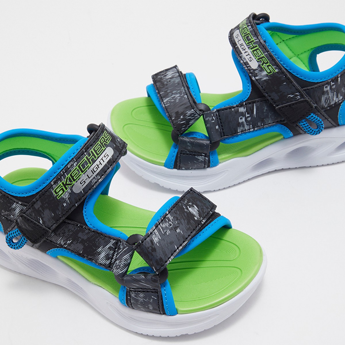 401672L BBLM Skechers SOLA GLOW SANDAL Black/Blue/Light Green