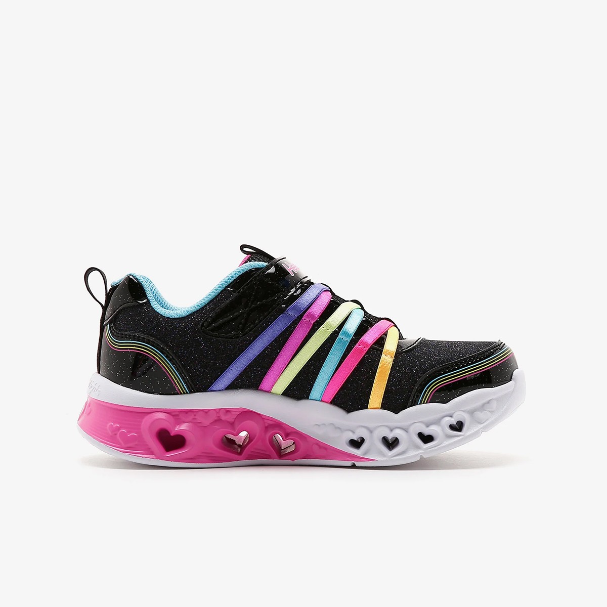 303252L BKMT Skechers FLUTTER HEART LIGHTS-RAINBOW BESTIE Black/Multi