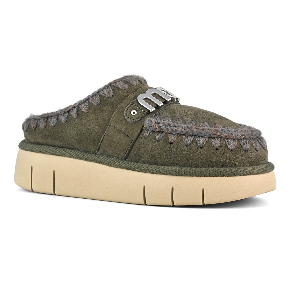 MU.FW531001A BKOL Mou Bounce clog metal logo Black Olive