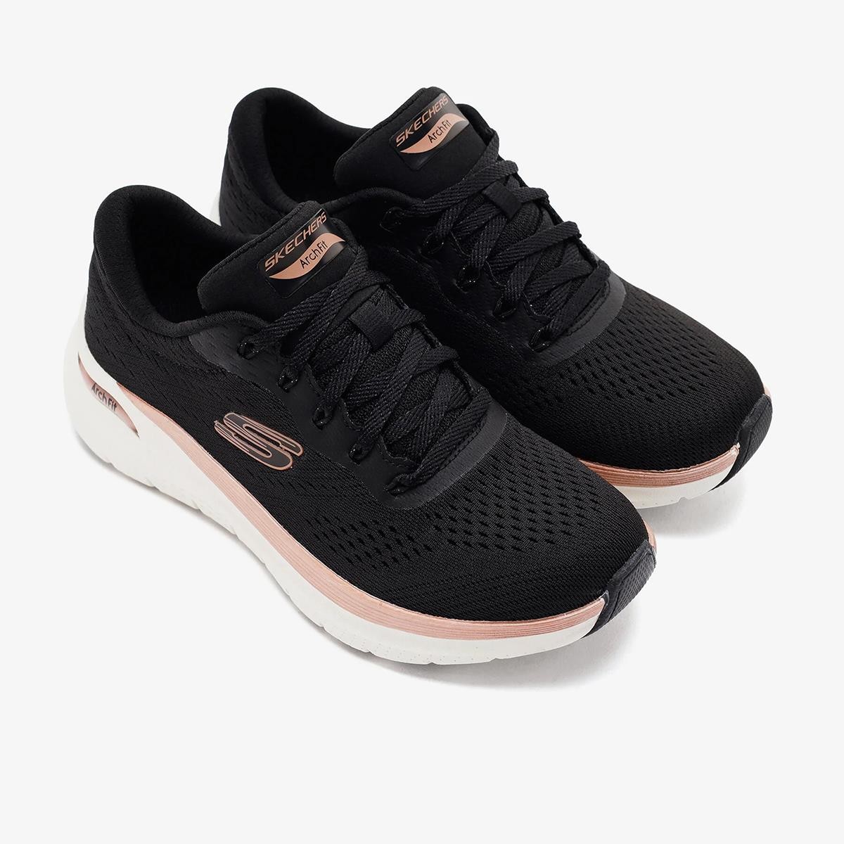 Kadın Sneaker ( Günlük) 150067TK BKRG Skechers ARCH FIT 2.0 - GLOW THE DISTANCE Black & Rosegold Knit