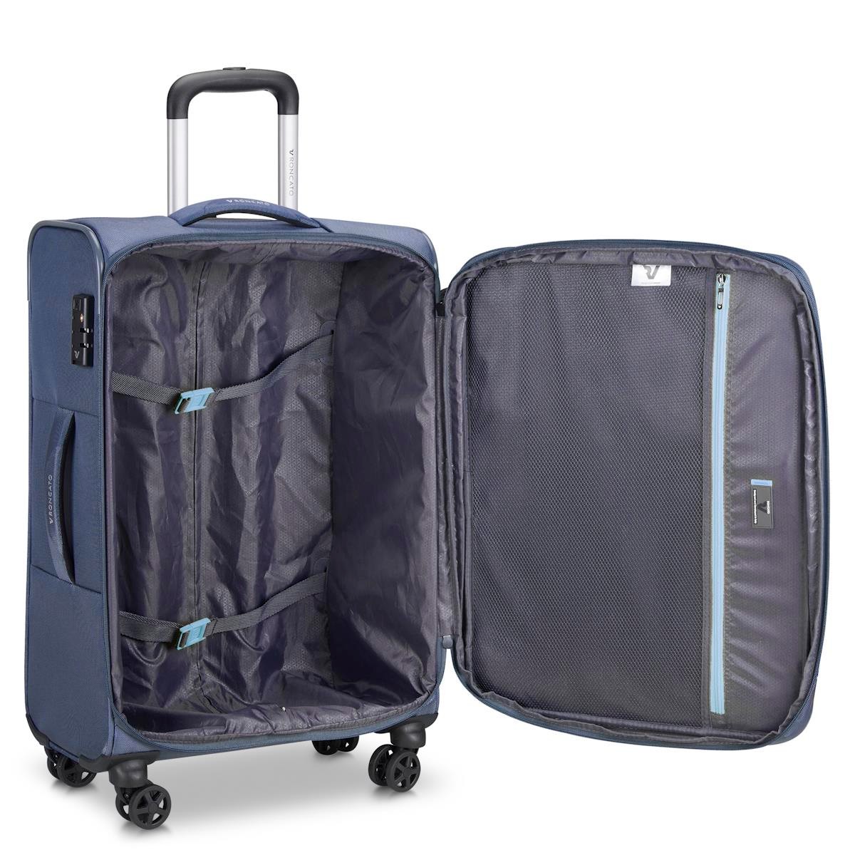 Unisex Valiz 41306223 Roncato Twin Trolley Medıo 4R Blu notte