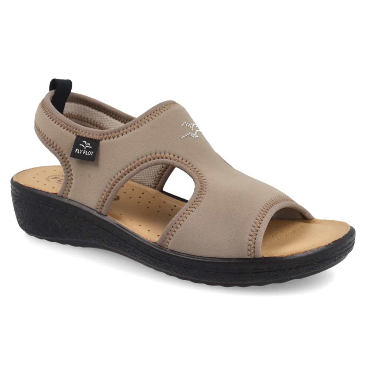 55 E71 LB  Fly Flot CLOTH WOMAN SANDAL Taupe