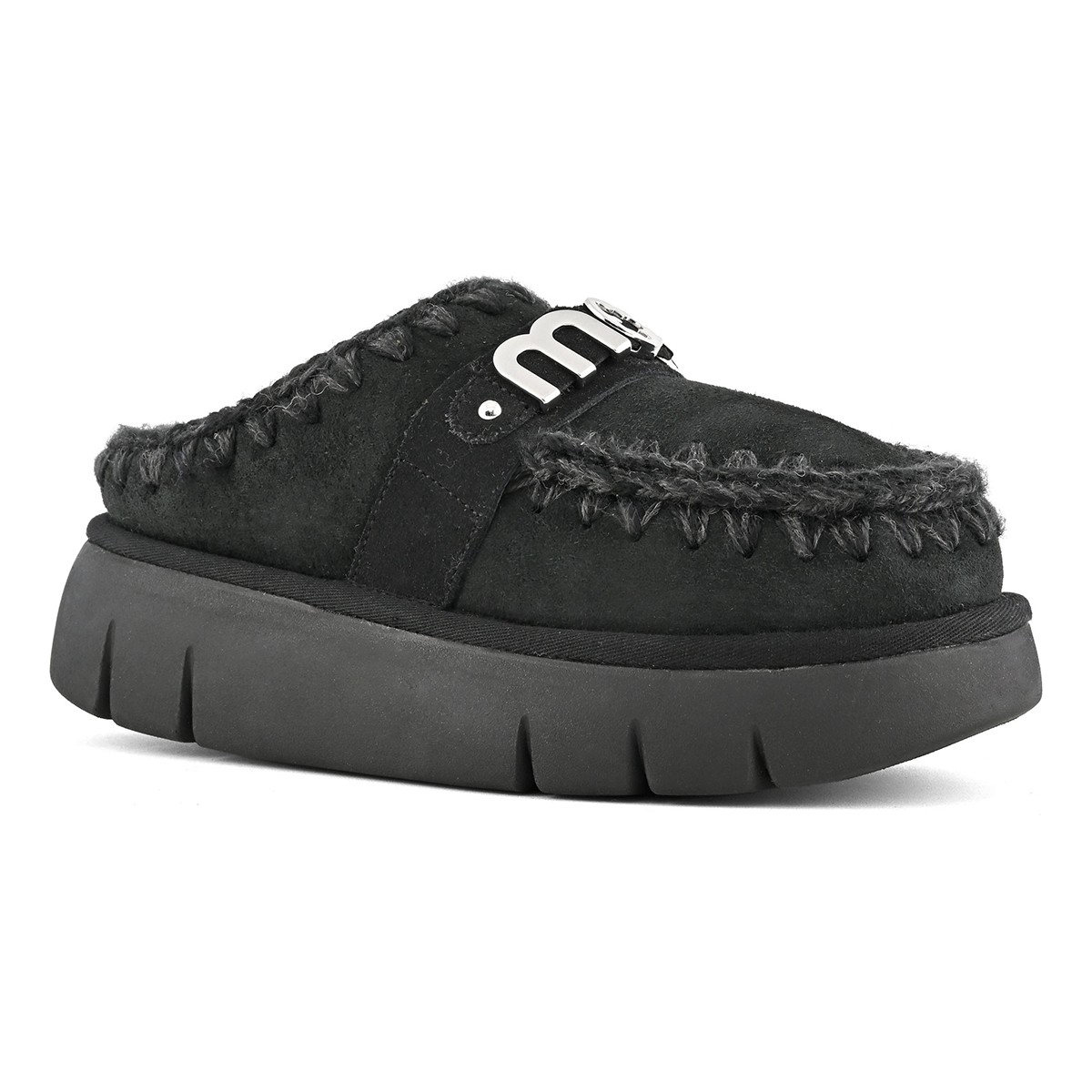 MU.FW531001A BKBK Mou Bounce clog metal logo Black