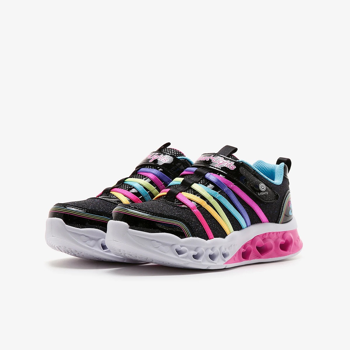 303252L BKMT Skechers FLUTTER HEART LIGHTS-RAINBOW BESTIE Black/Multi