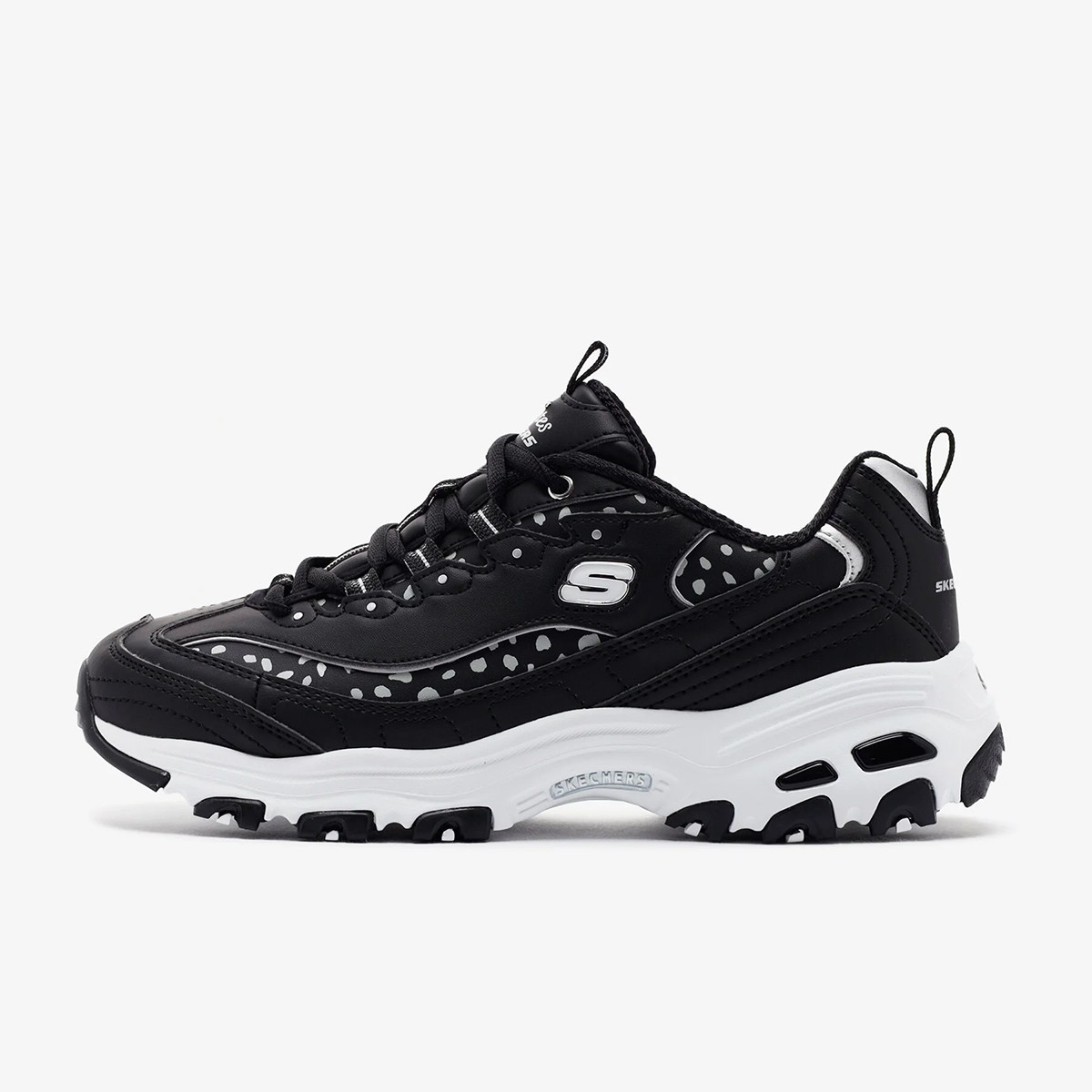 150236 BKSL Skechers D'LITES - WILDCATS Black/Silver Knit