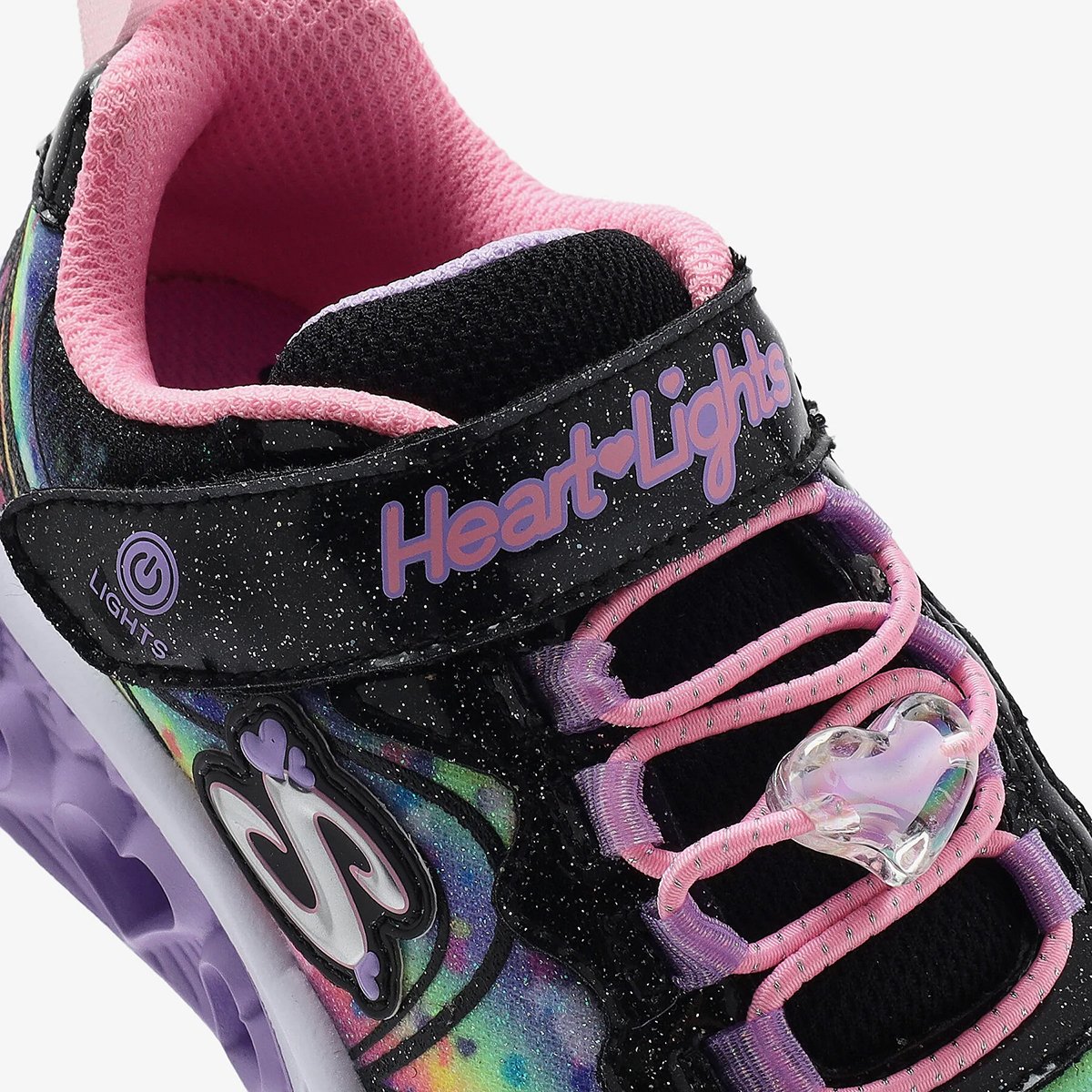 303253L BKPK Skechers FLUTTER HEART LIGHTS-GROOVY SWIRL Black/Pink/White