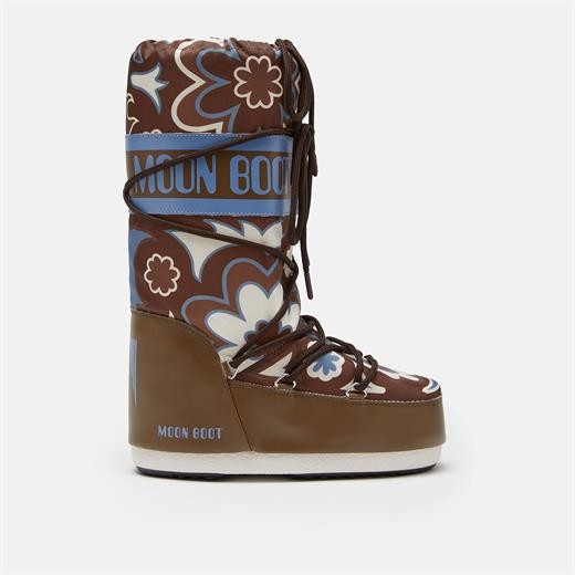 Kadın  80D1402940-MH07 Moon Boot Icon Flower Brown-Elephant Grey