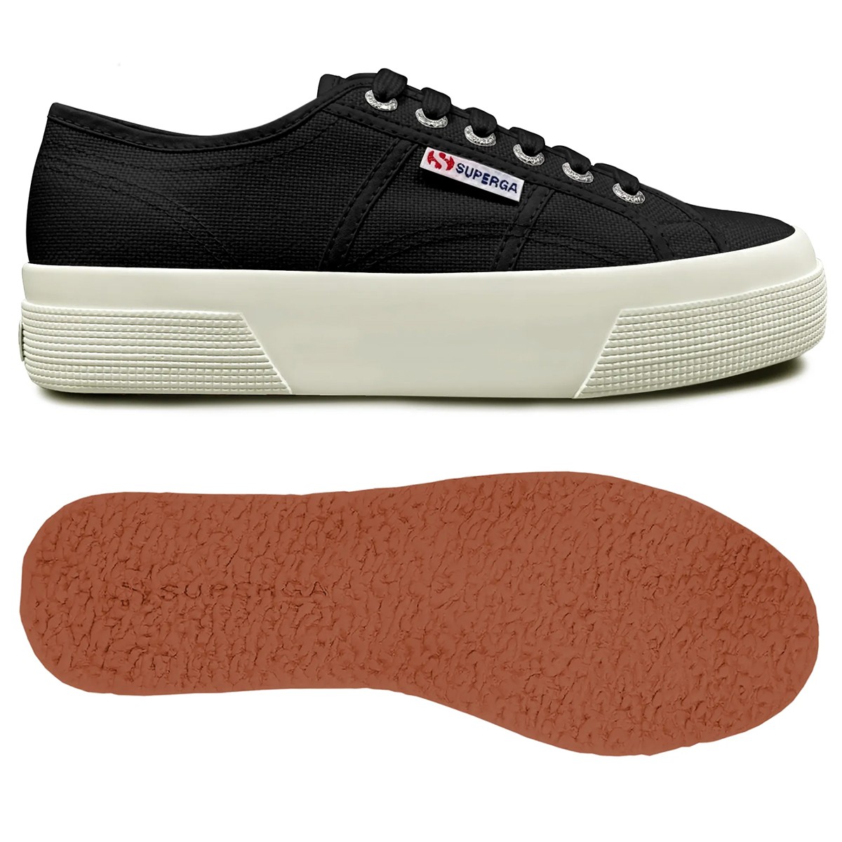 S21384W Superga 2740 PLATFORM Black-F Avorio-ADK-SP