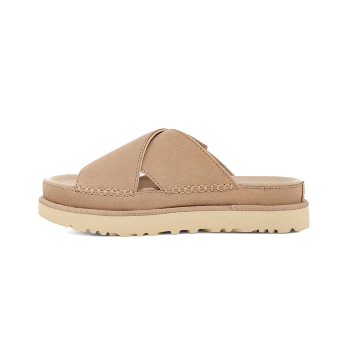 1137910 UGG W GOLDENSTAR CROSS SLIDE DRIFTWOOD