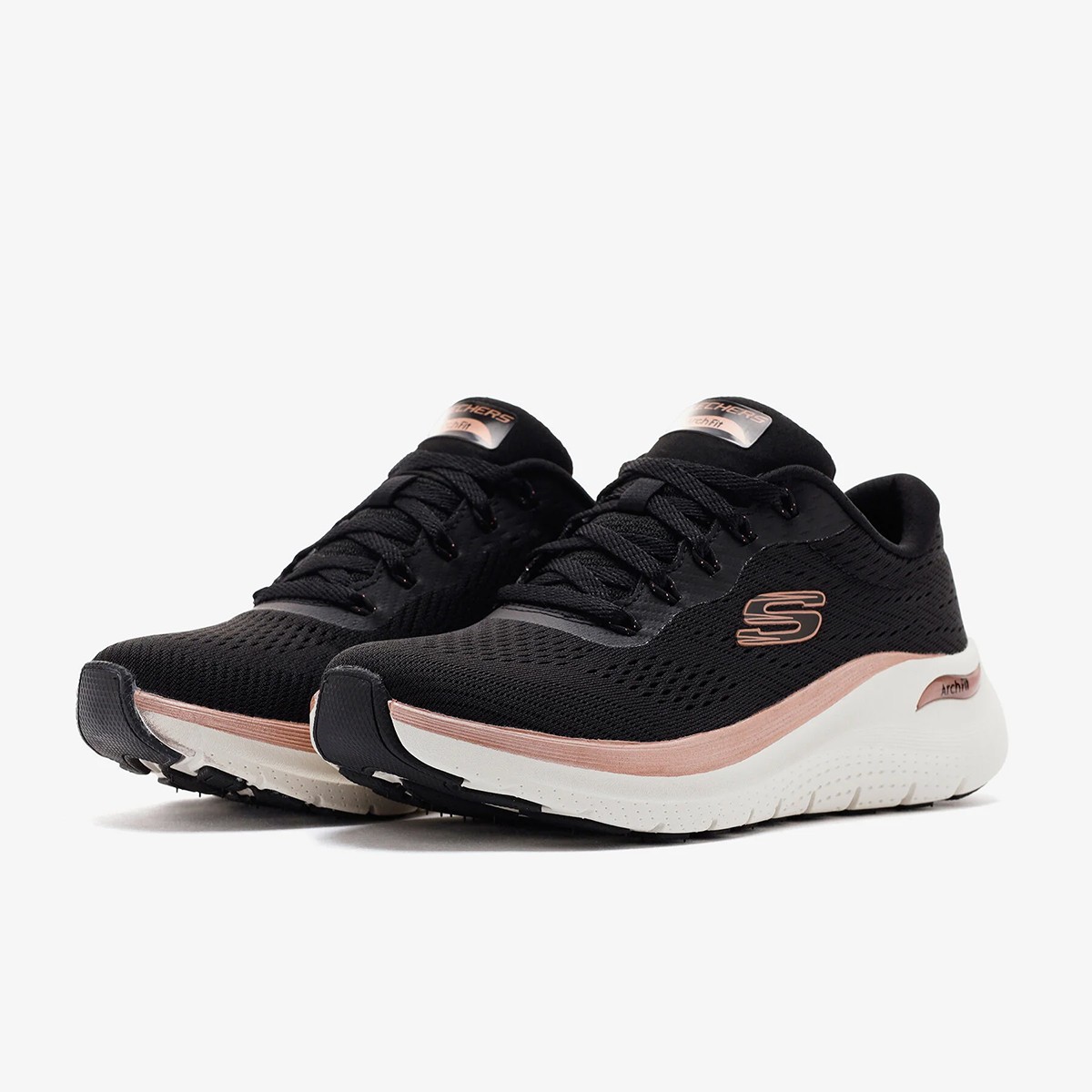 Kadın Sneaker ( Günlük) 150067TK BKRG Skechers ARCH FIT 2.0 - GLOW THE DISTANCE Black & Rosegold Knit