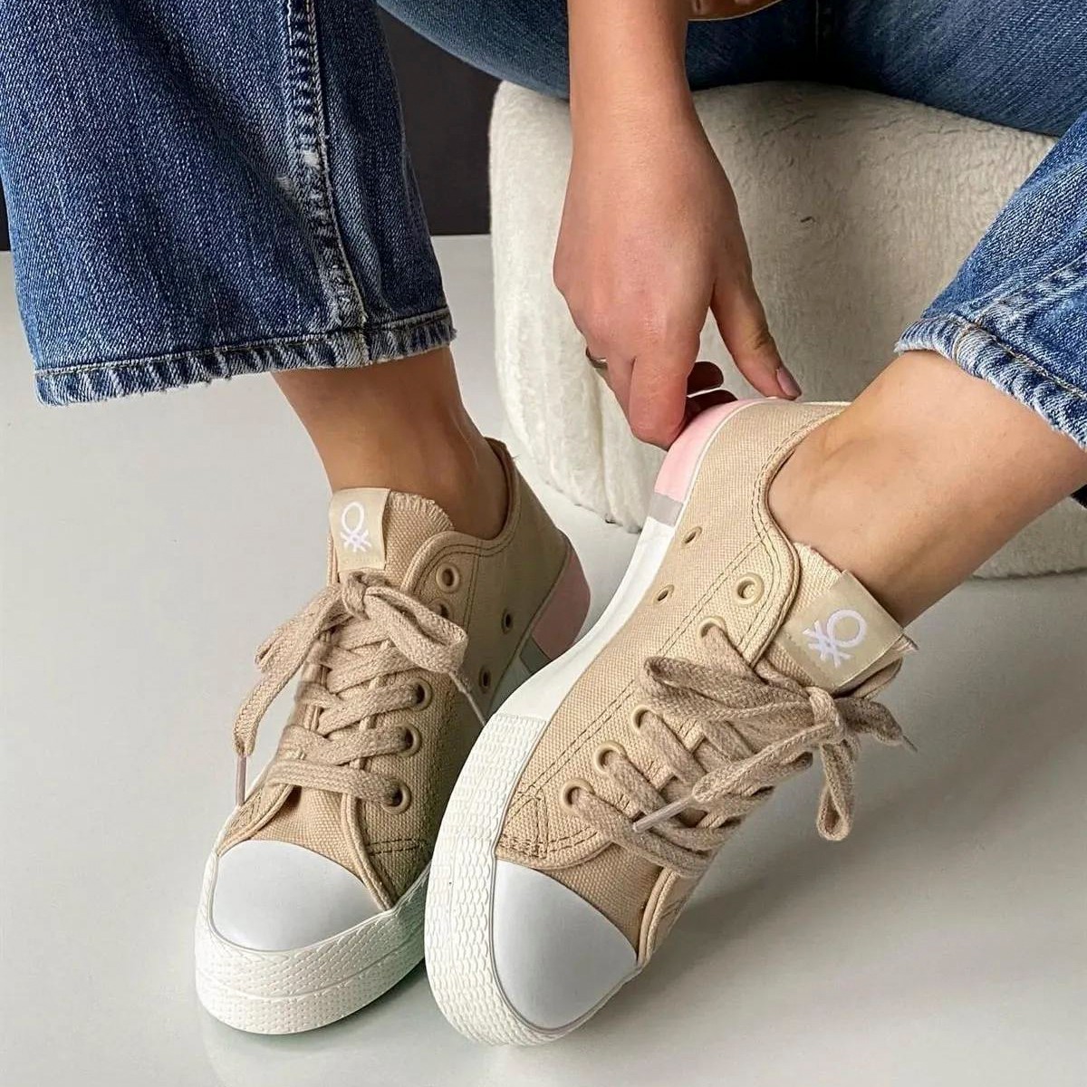 Kadın Sneaker ( Günlük) BN-70016 Benetton Bej