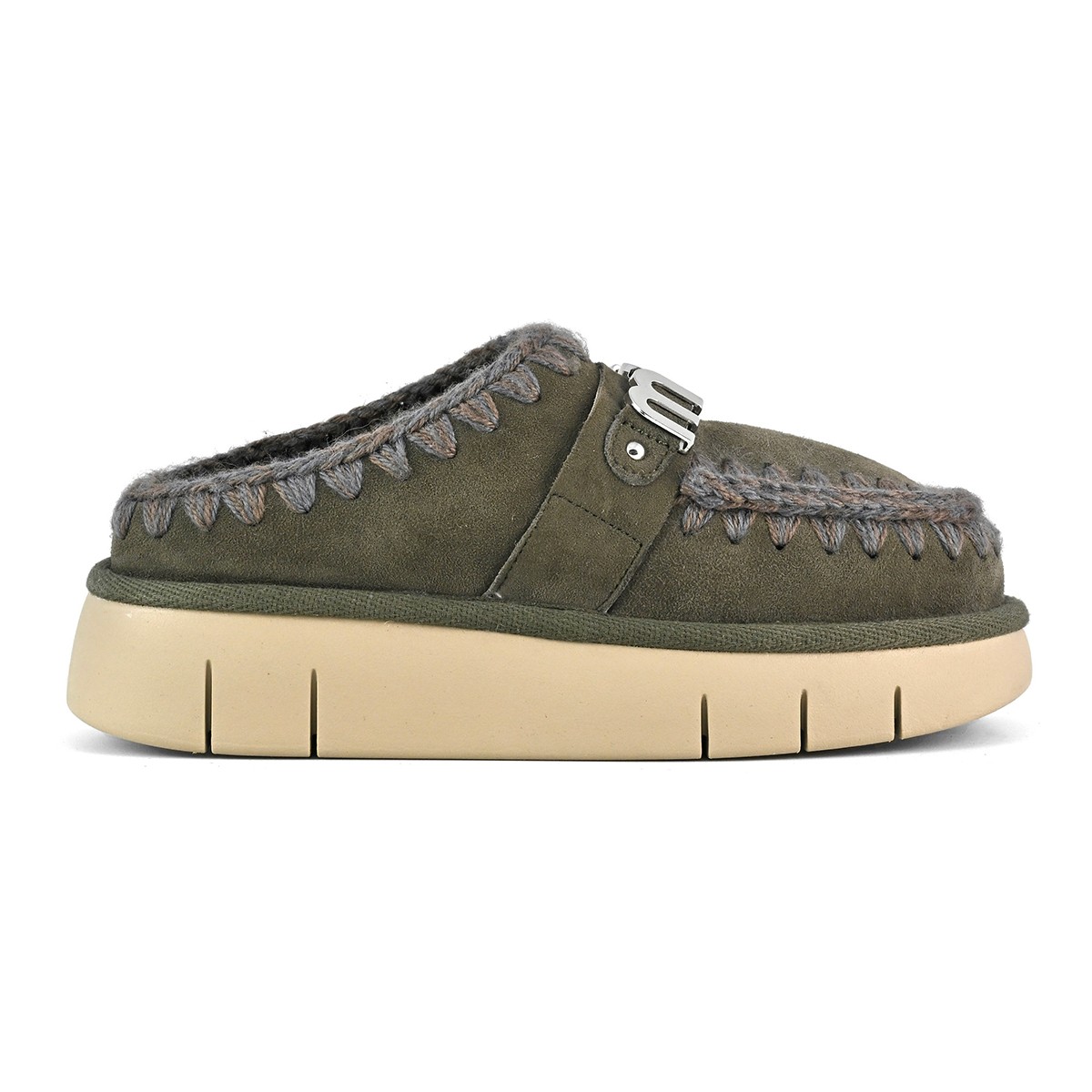 MU.FW531001A BKOL Mou Bounce clog metal logo Black Olive