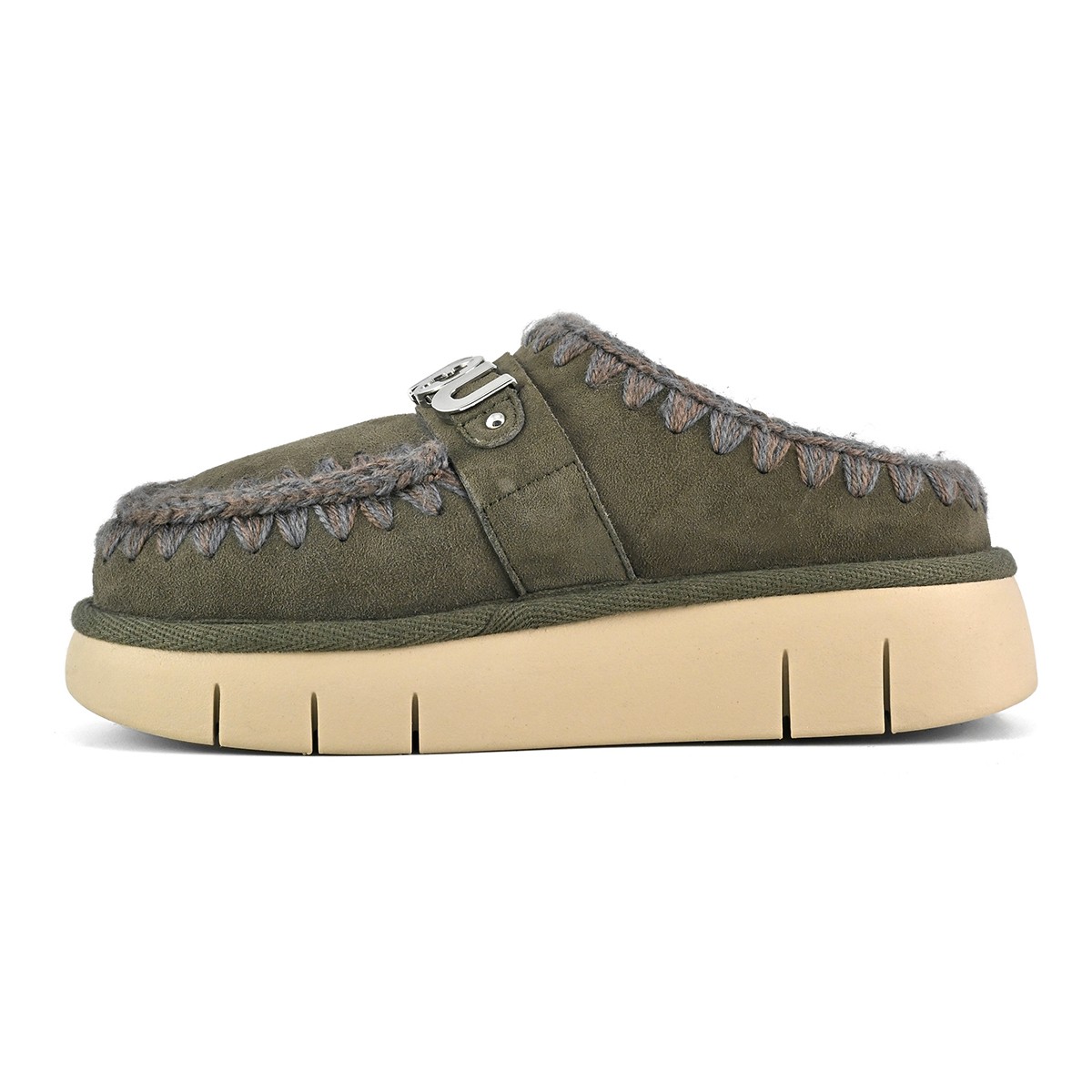 MU.FW531001A BKOL Mou Bounce clog metal logo Black Olive