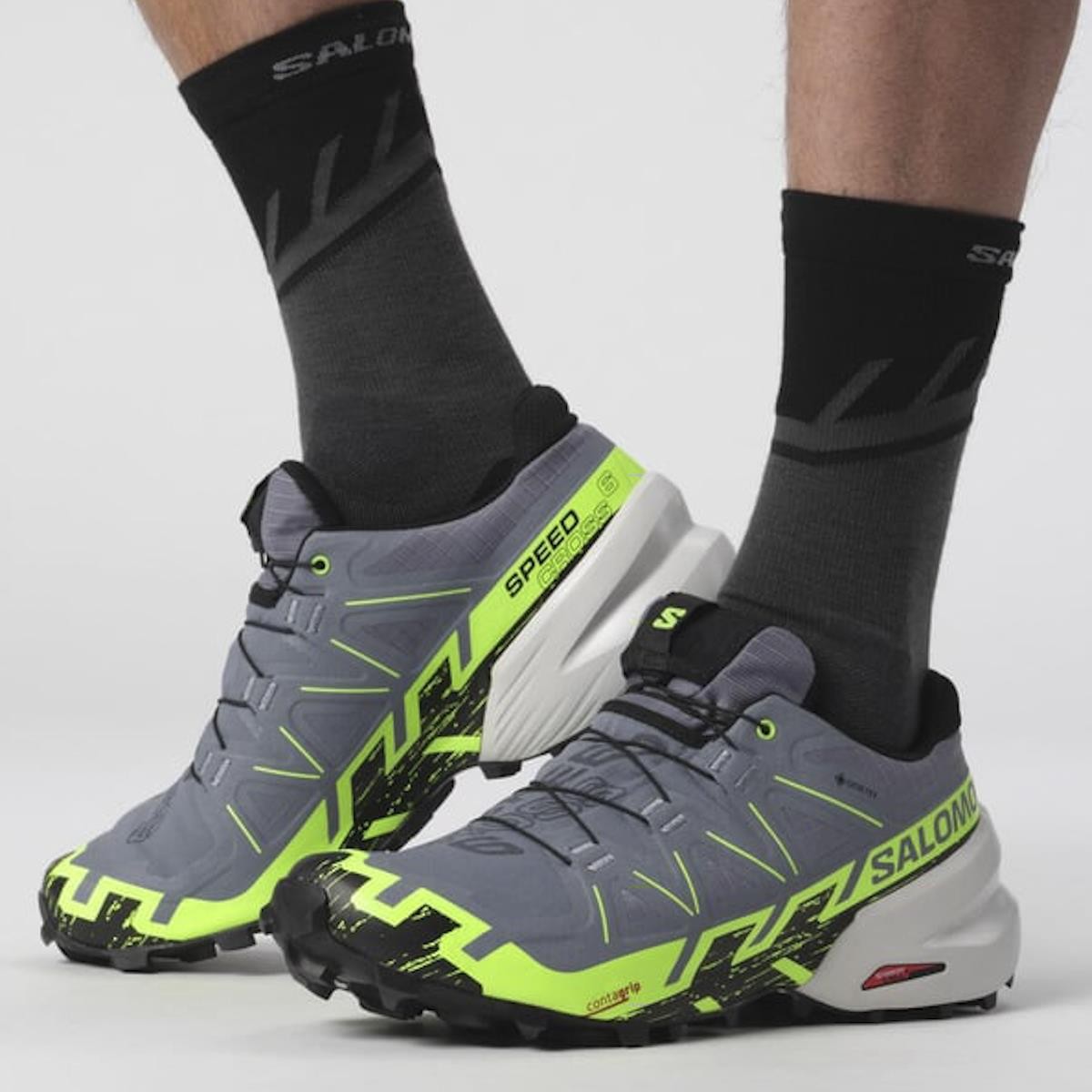 Erkek Outdoor L47301900 SALOMON SPEEDCROSS 6 GTX Flint Stone-Green Gecko-Black