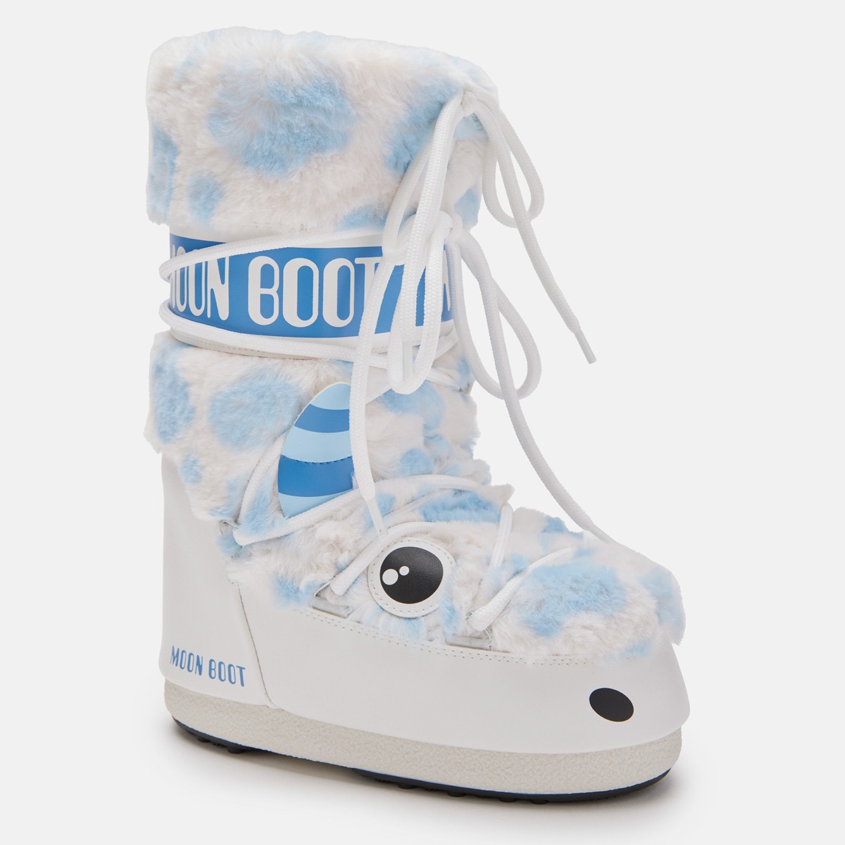 80D3400260-AF19 Moon Boot Icon Yeti Faux Fur White/Light Blue (23-26)