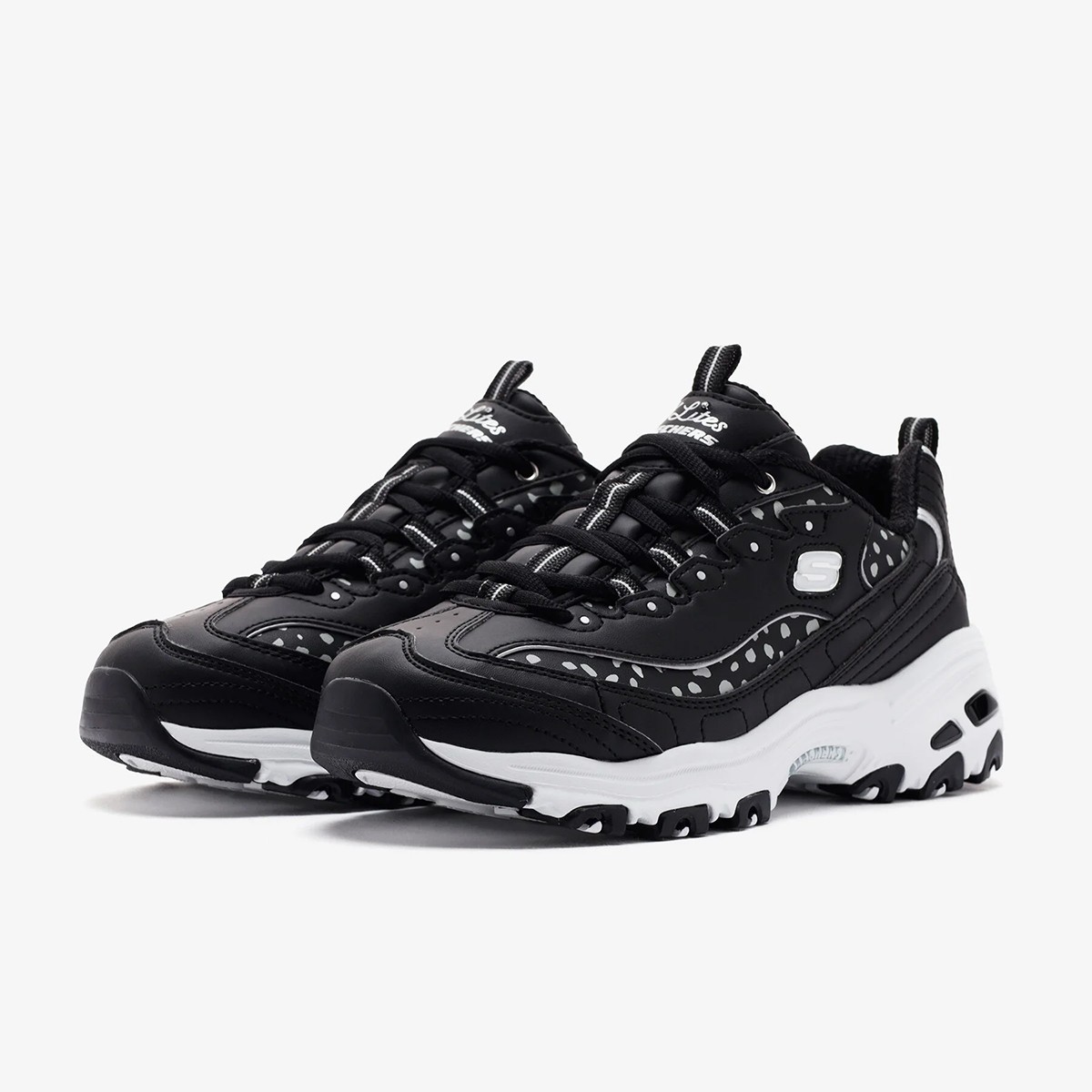 150236 BKSL Skechers D'LITES - WILDCATS Black/Silver Knit