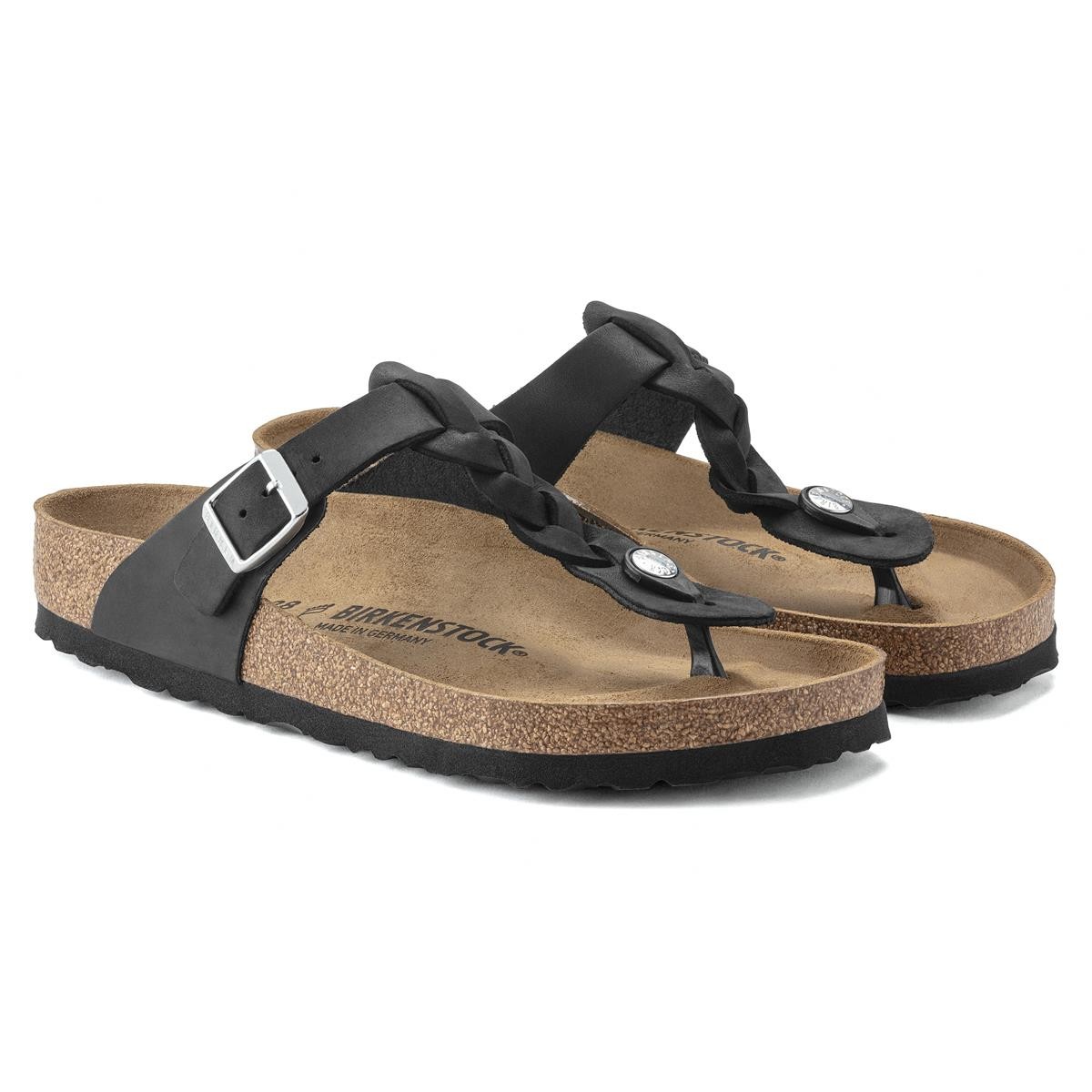 Kadın Terlik 1021349 Birkenstock GIZEH LEOI BRAIDED BLACK