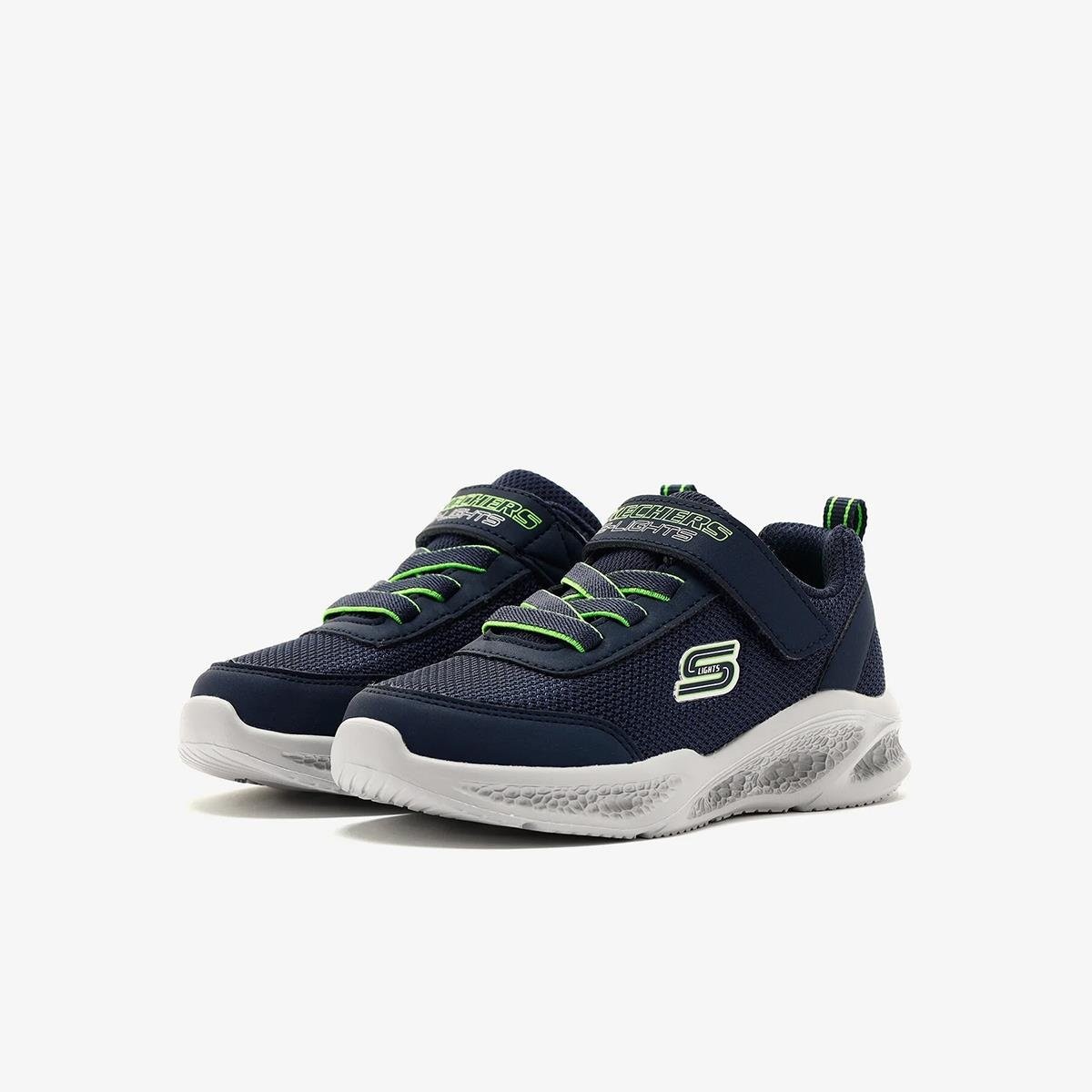 Erkek Çocuk Sneaker ( Günlük) 401675N NVLM Skechers SKECHERS METEOR-LIGHTS Navy-Light Green