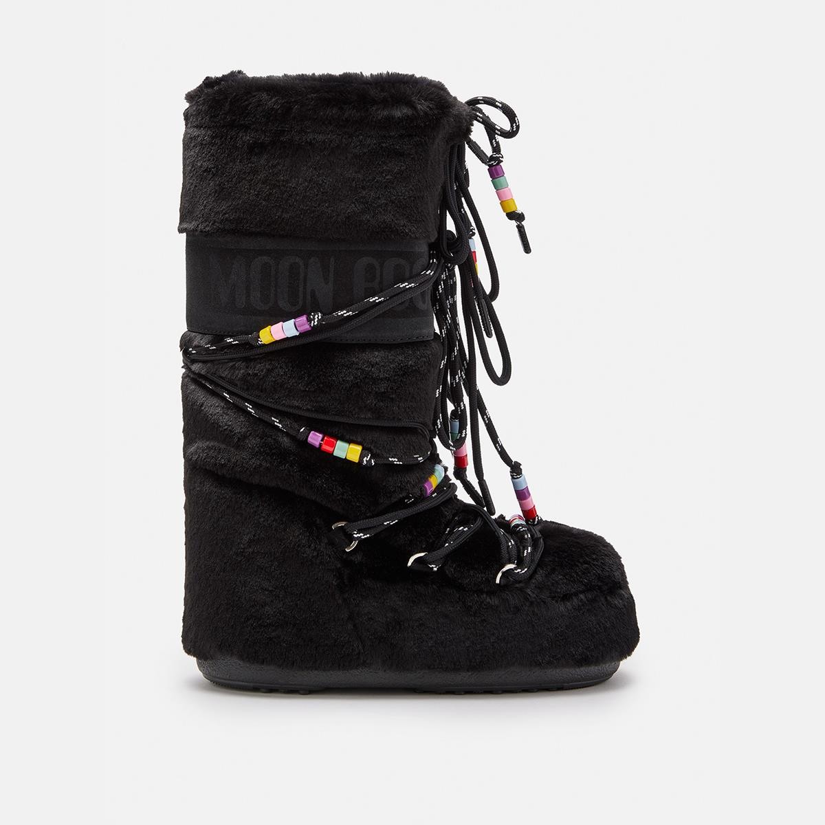 Kadın  80D1408990-N001 Moon Boot Icon Faux Fur Beads Black