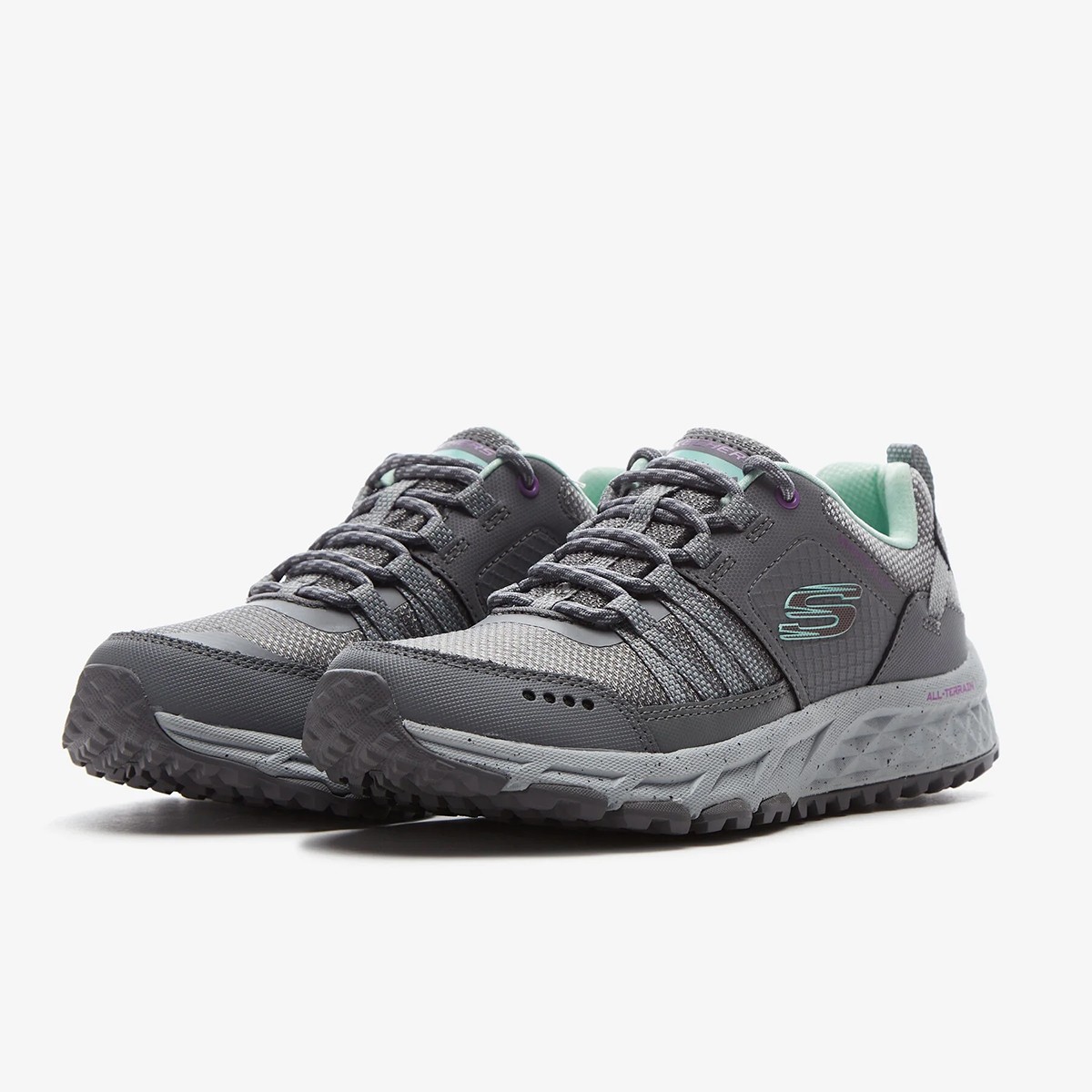 180061 GYAQ Skechers ESCAPE PLAN Gray Aqua Trim Textile/Synthetic