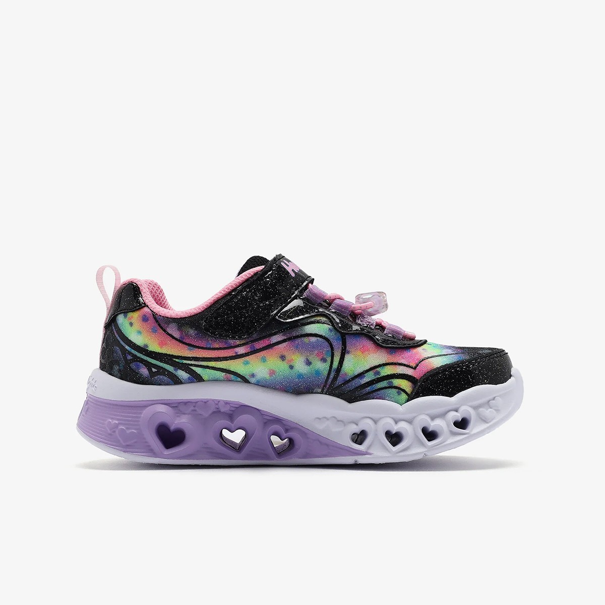 303253L BKPK Skechers FLUTTER HEART LIGHTS-GROOVY SWIRL Black/Pink/White