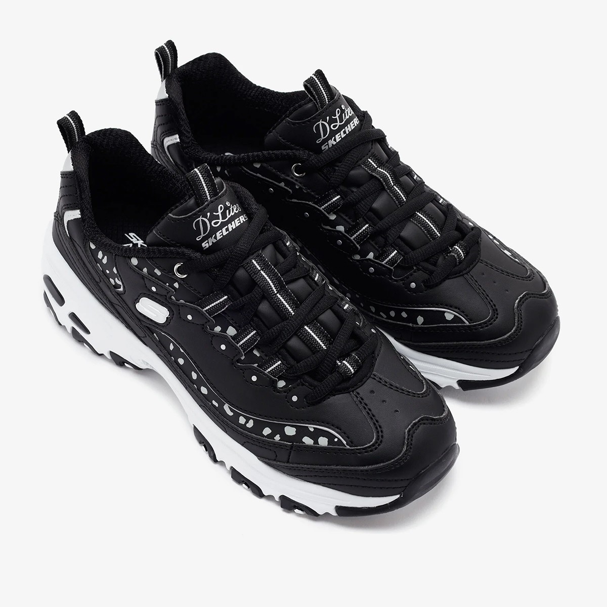 150236 BKSL Skechers D'LITES - WILDCATS Black/Silver Knit