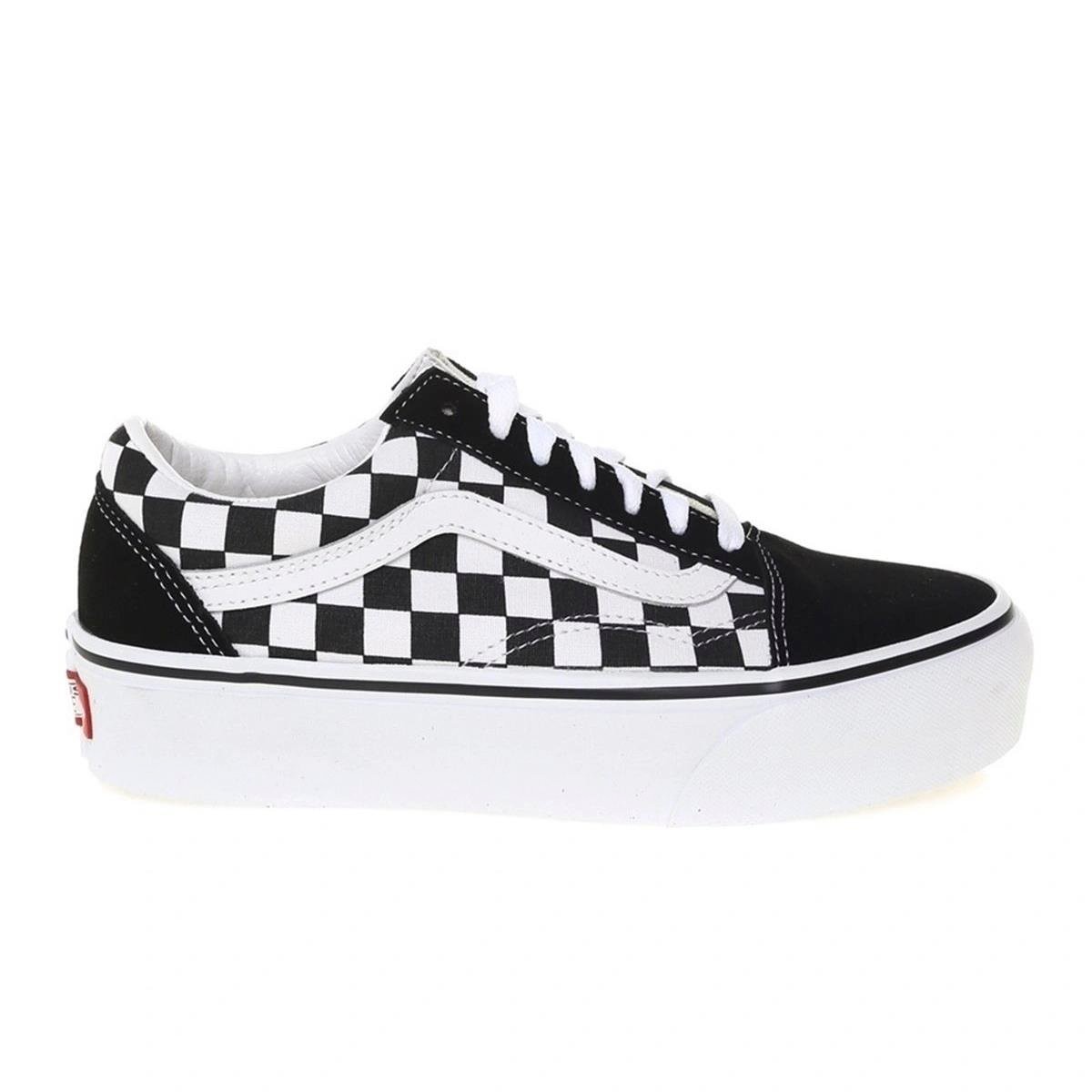 Kadın Espadril - Keten VN0A3B3UHRK1 UA VANS Old Skool Platform (CHECKERBOARD) BLK-TR WHT