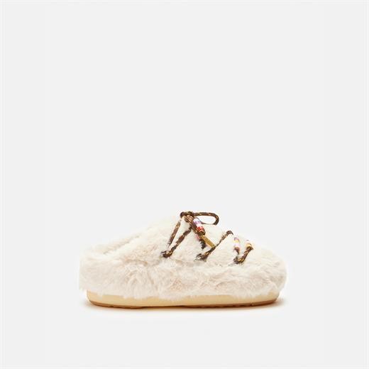 Kadın  80D1460250-L002 Moon Boot Mule Faux Fur Beads Cream