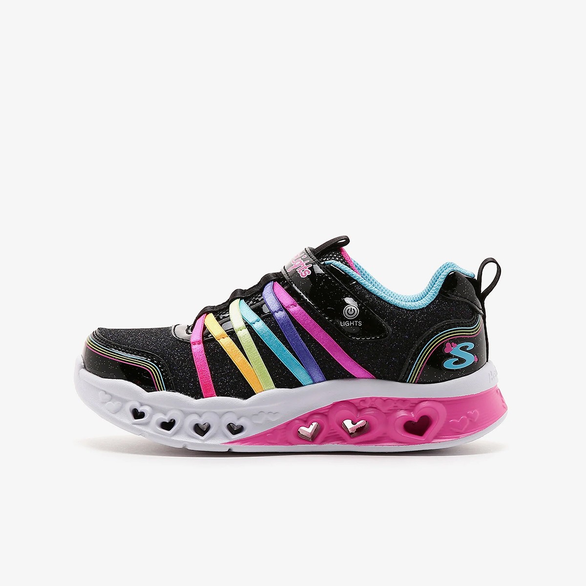 303252L BKMT Skechers FLUTTER HEART LIGHTS-RAINBOW BESTIE Black/Multi