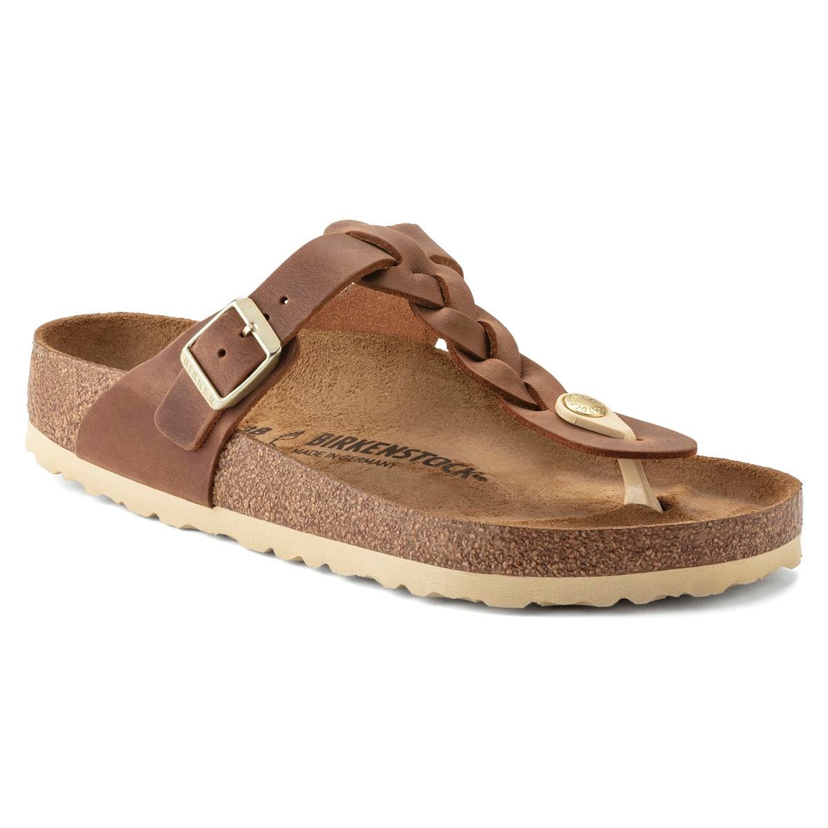 Kadın Terlik 1021355 Birkenstock GIZEH LEOI BRAIDED COGNAC